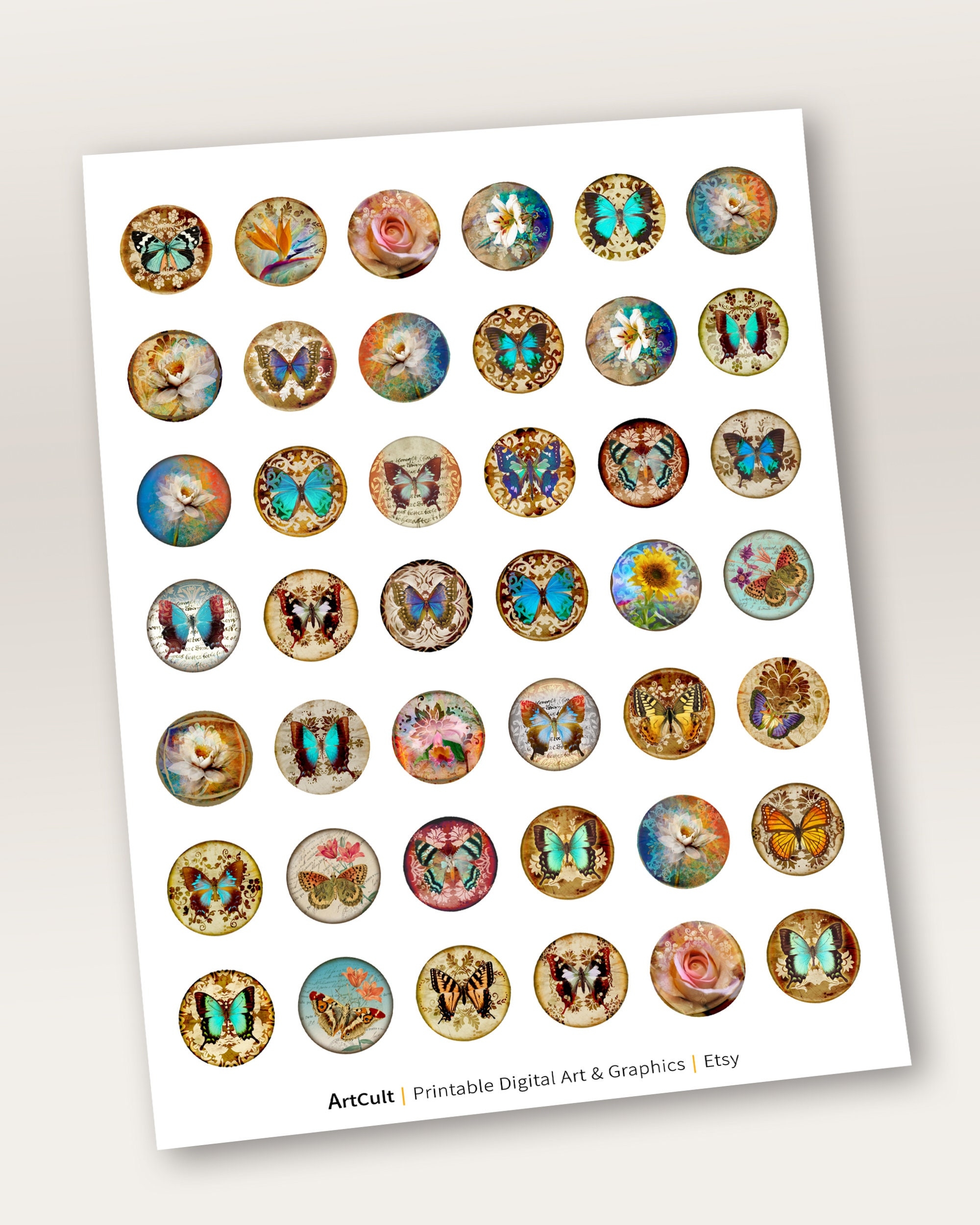 1 Inch 25mm Circle Images ESCADO Printable Download Digital 