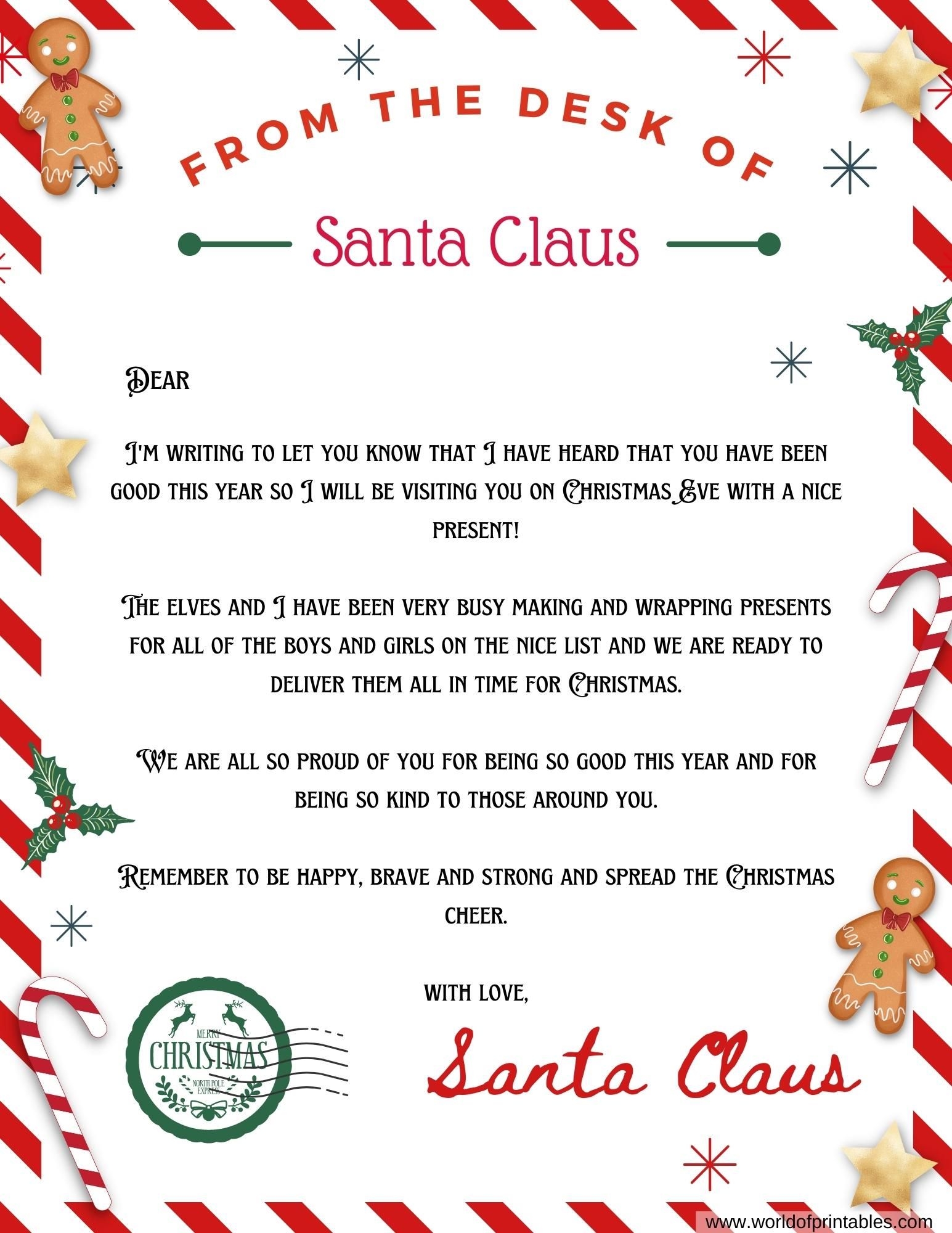 10 Best Free Letter From Santa Templates World Of Printables Worksheets Library 10 Best Free Letter From Santa Templates World Of Printables Worksheets Library