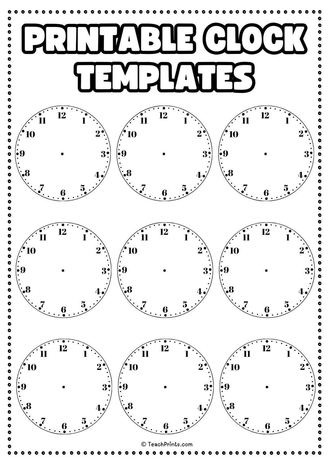 Free Clock Printable Template