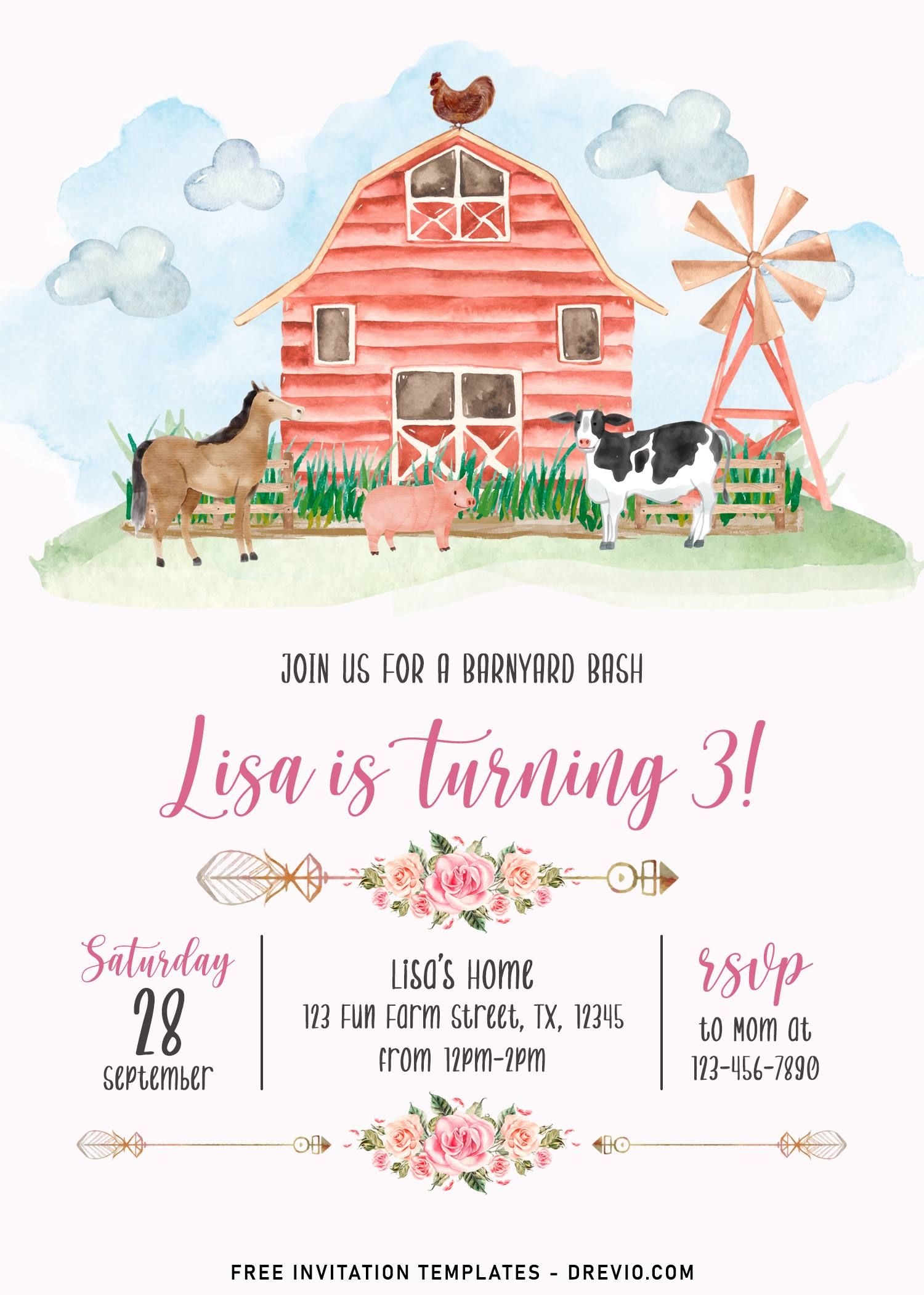 11 Farm Animals Birthday Invitation Templates For Your Kids Worksheets Library