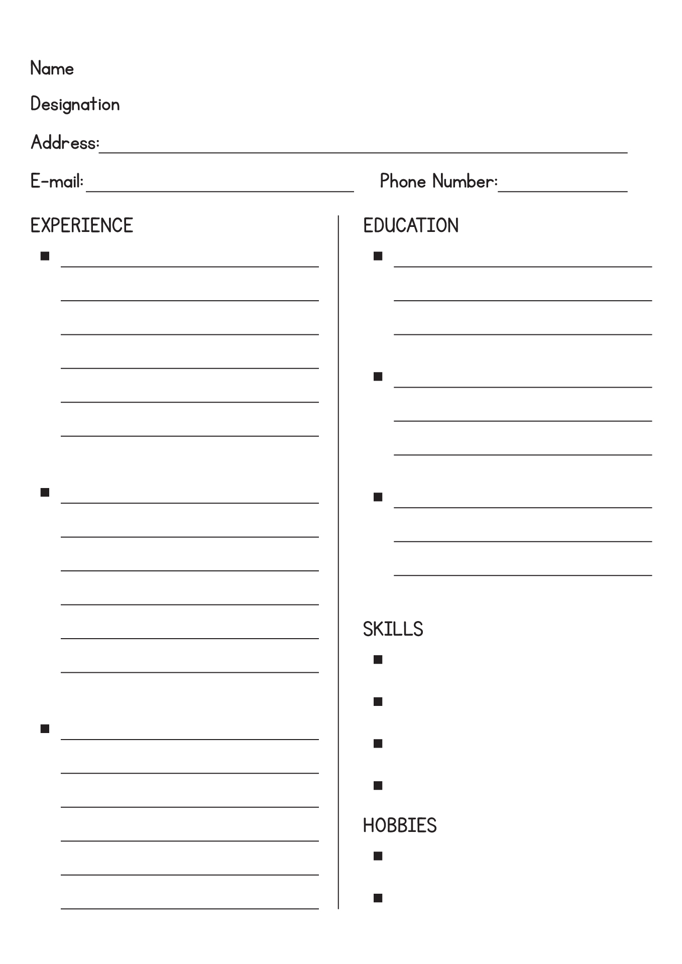 15 Blank Resume Template Worksheet Free PDF At Worksheeto