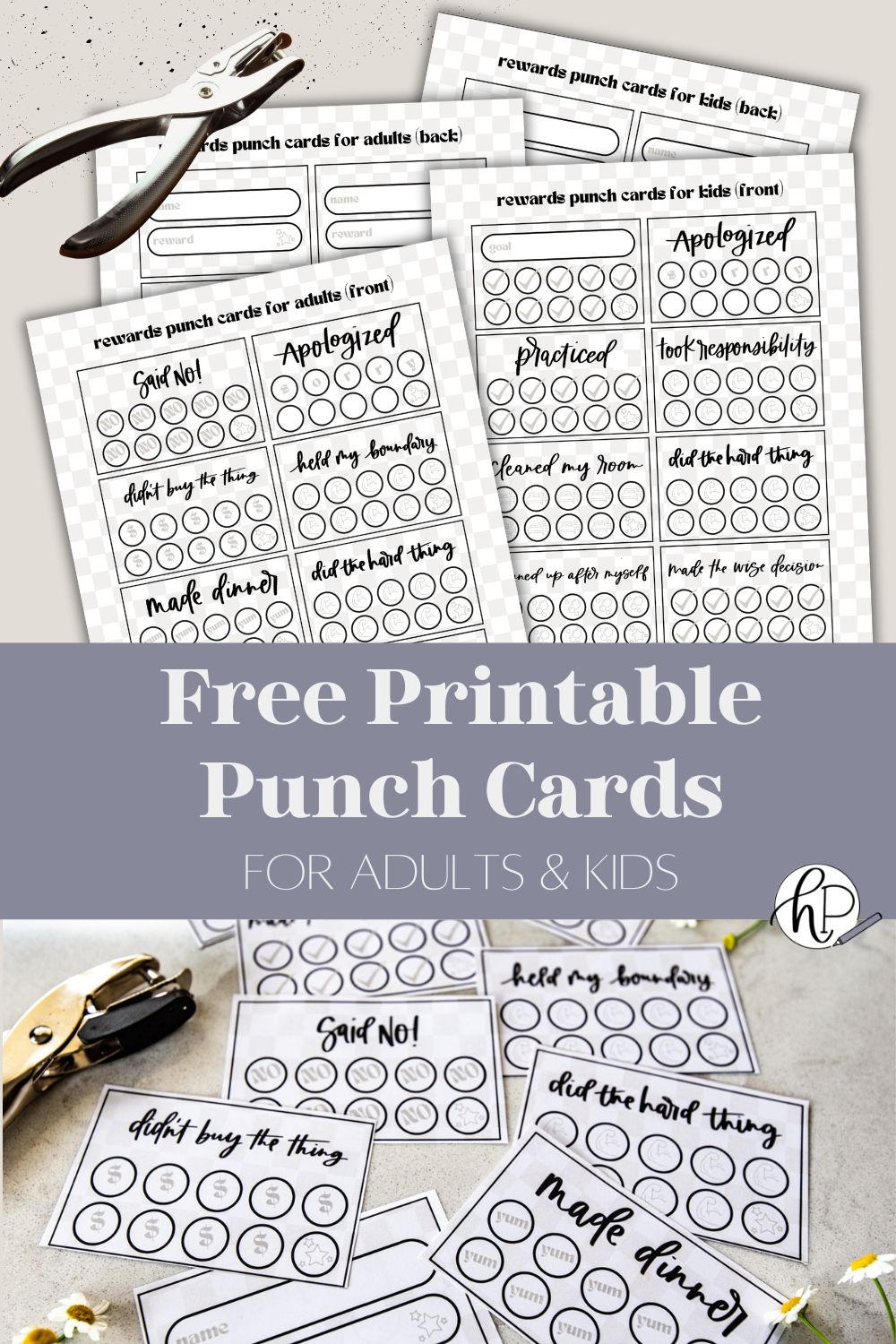 16 Free Printable Punch Cards For Adults Kids Hand Lettered 