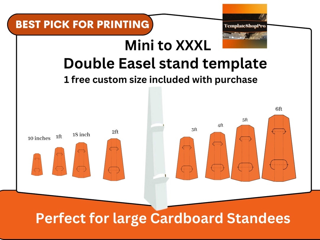 1ft 2ft 3ft 4ft 5ft 6ft Stand Template For Cardboard Cutout Standee Double Printable Pdf standing Character 3d Stand party Decor Etsy