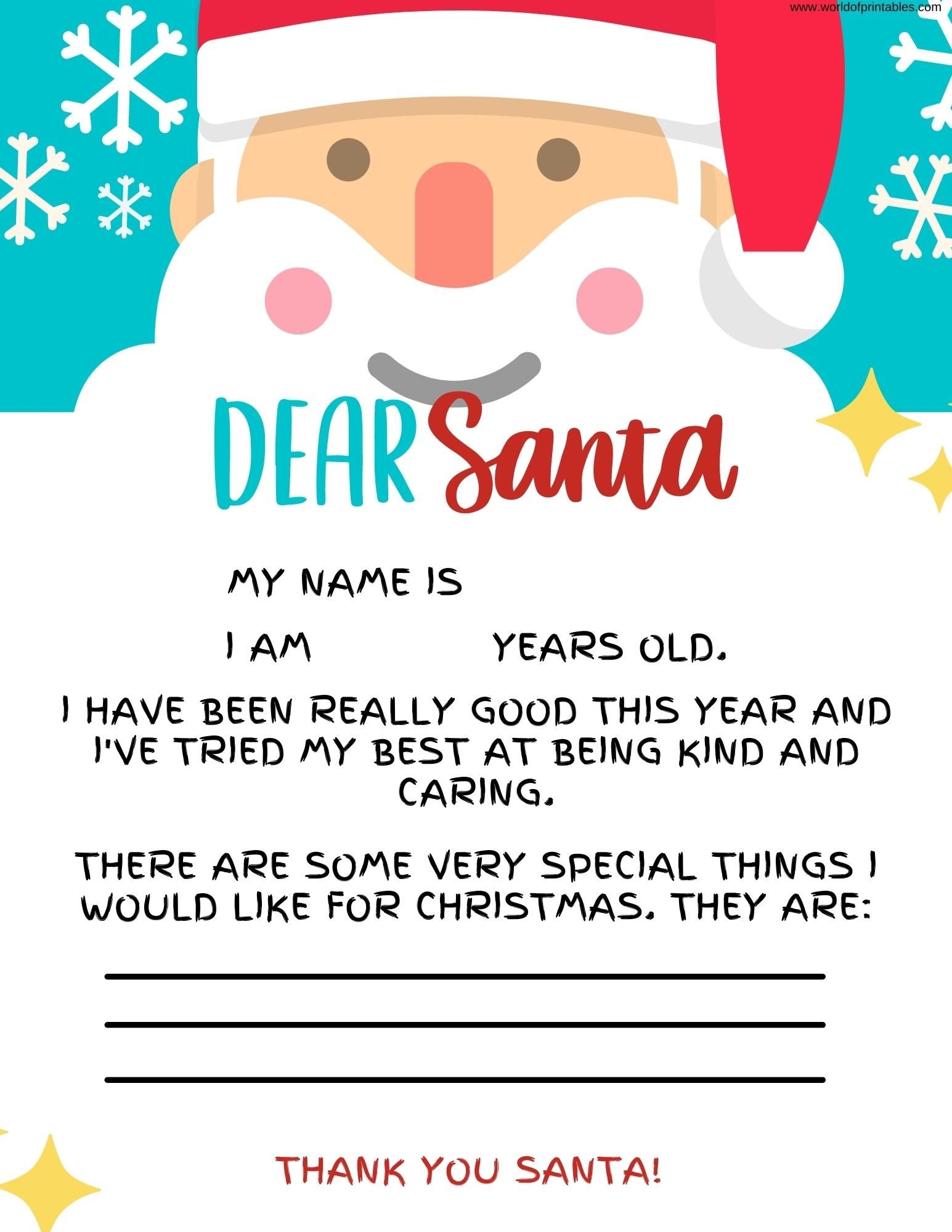 Santa Claus Letter Template Printable Free