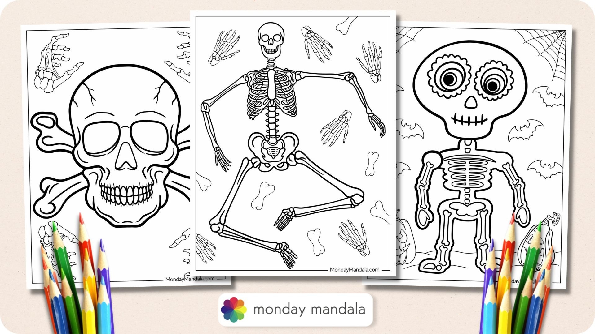 20 Skeleton Coloring Pages Free PDF Printables 