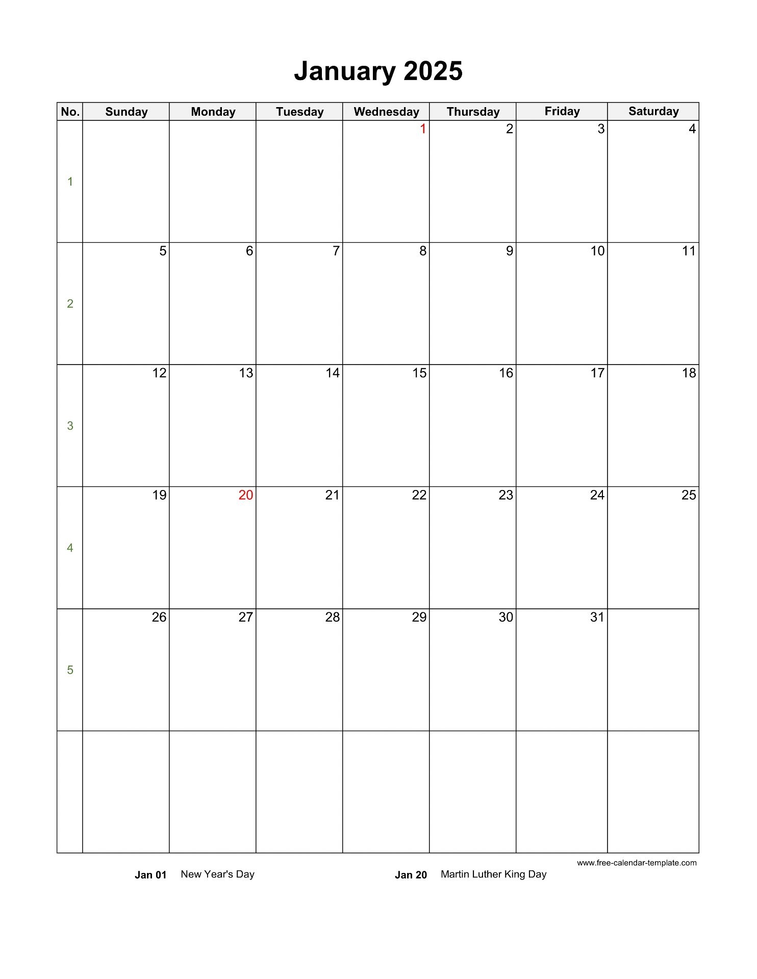 Printable Blank Calendar Pdf