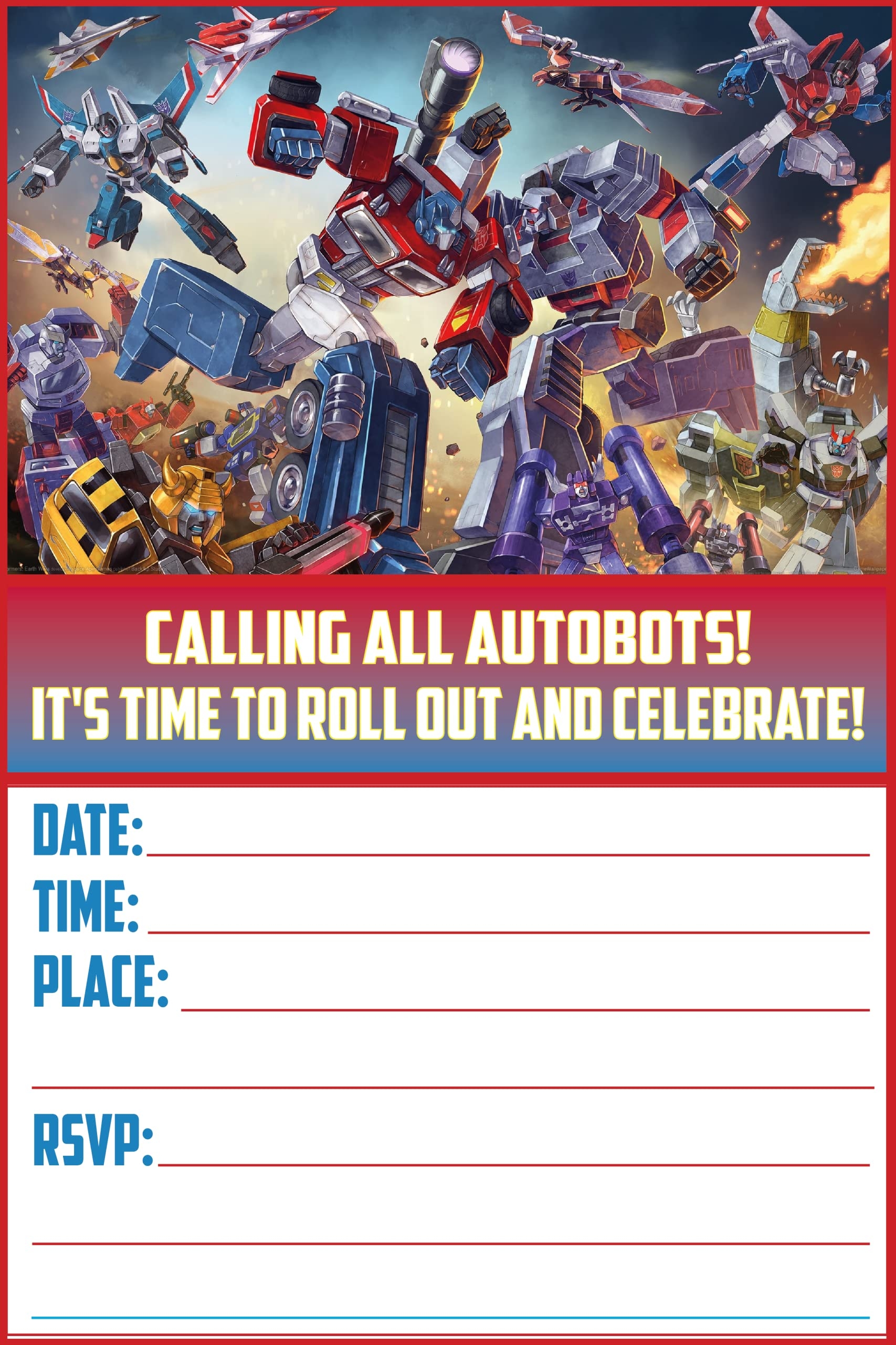 Printable Transformers Birthday Invitation Free Template