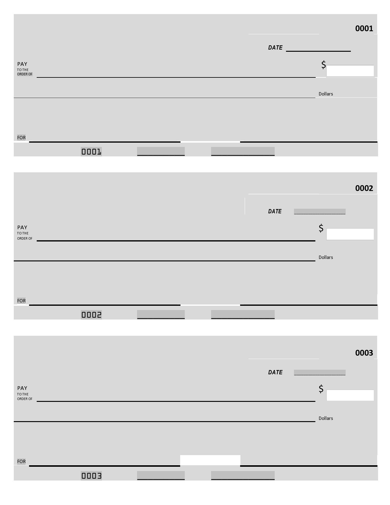 Blank Check Template Printable Free