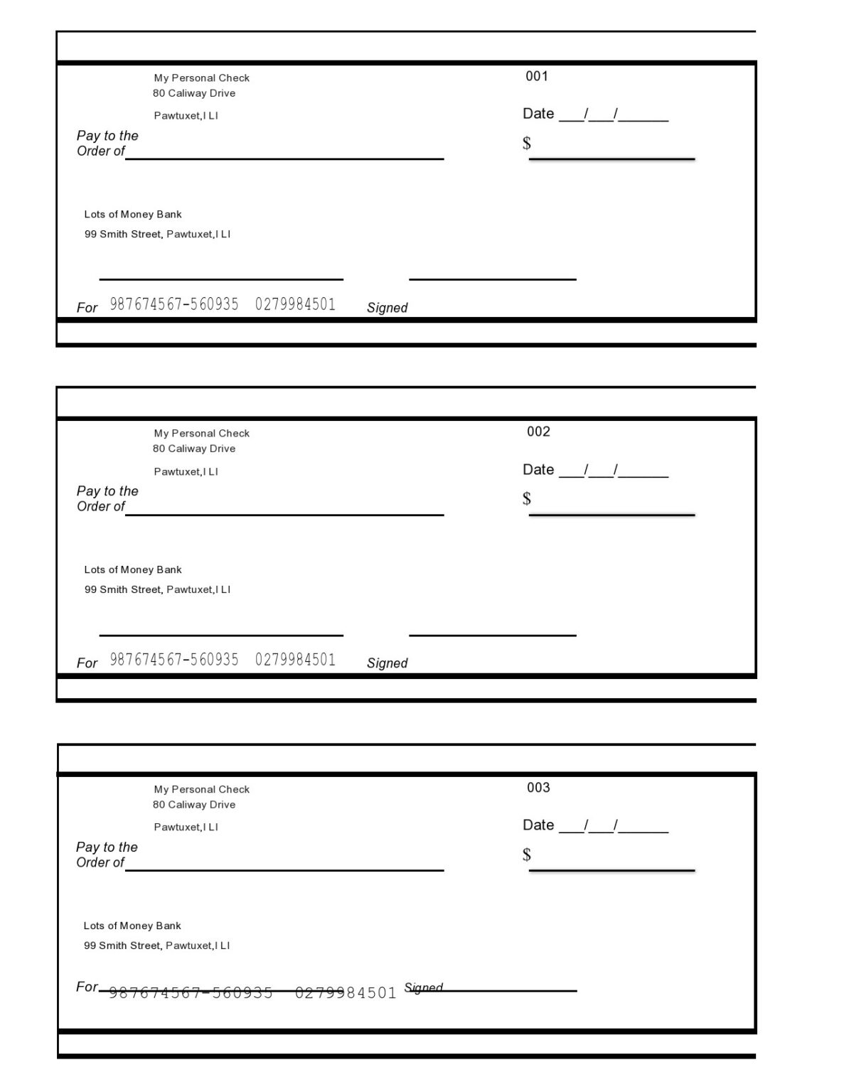 Free Printable Personal Check Template Template Free Printable