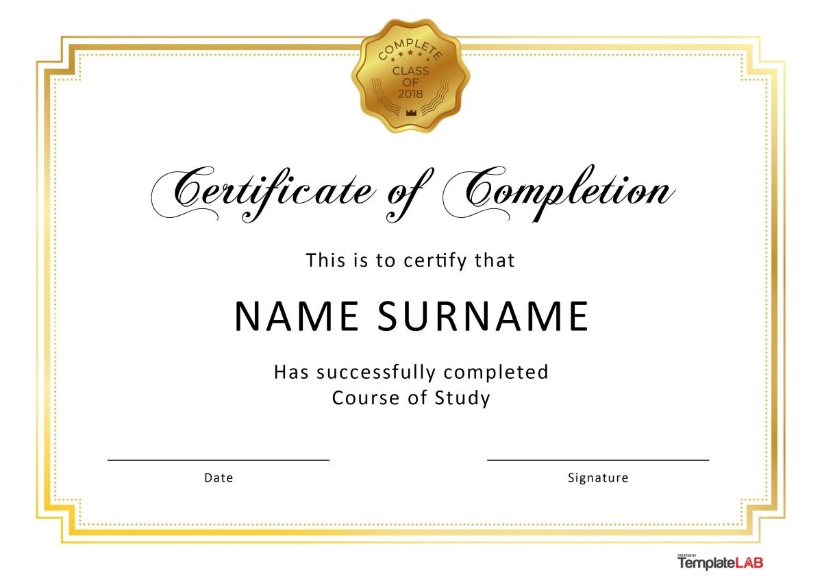 Free Printable Certificate Of Cpmpletion Template