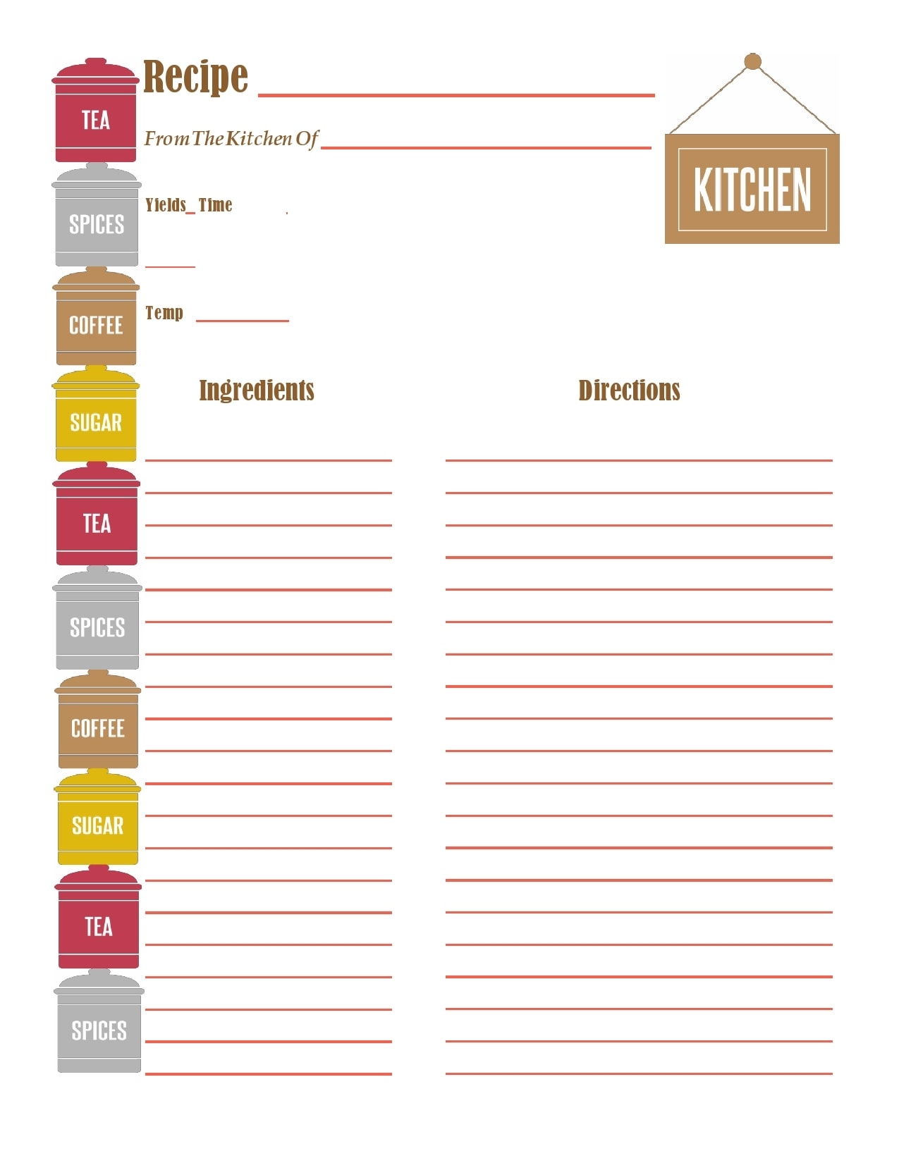 Printable Recipe Book Templates Free