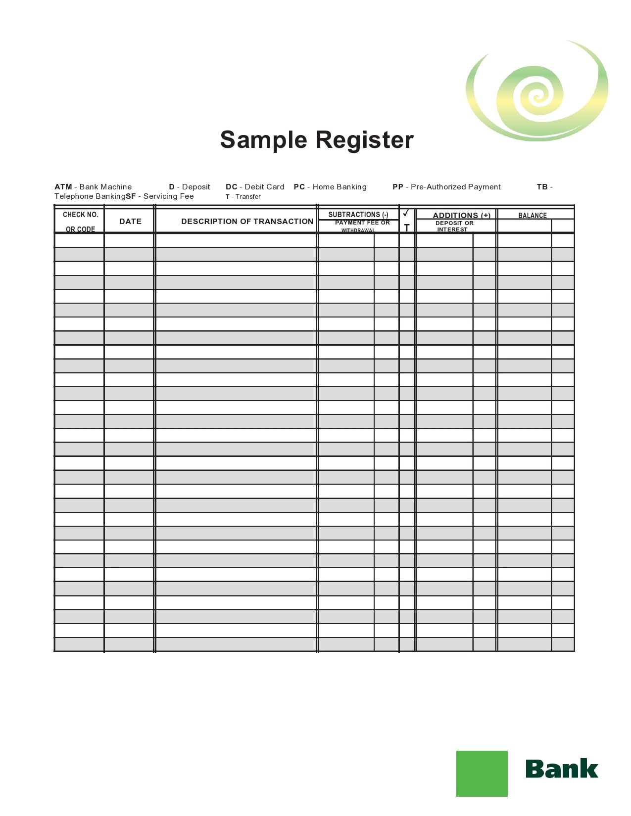 Free Printable Blank Check Register Template Free Printable Blank Check Register Template