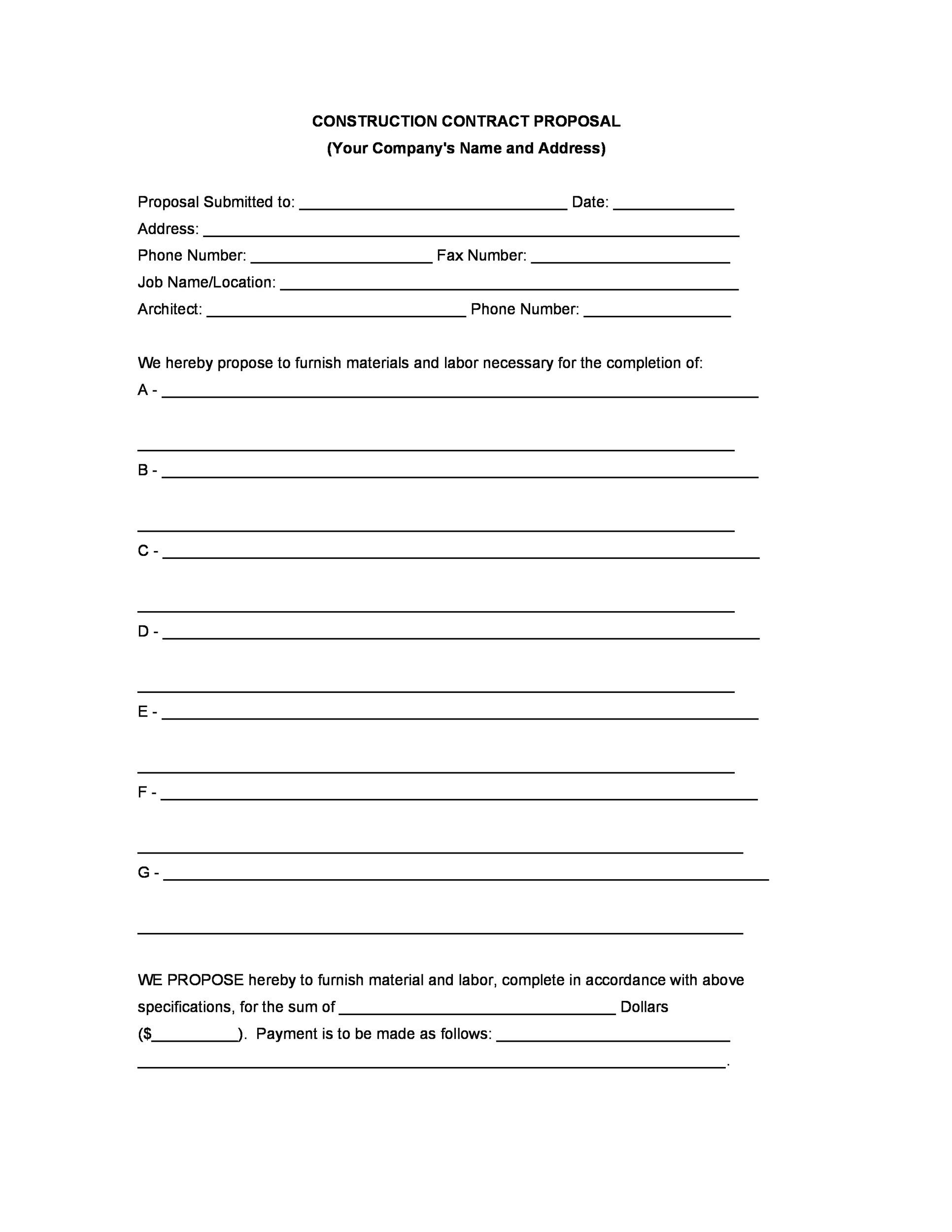 31 Construction Proposal Template U0026 Construction Bid Forms 31 Construction Proposal Template U0026 Construction Bid Forms