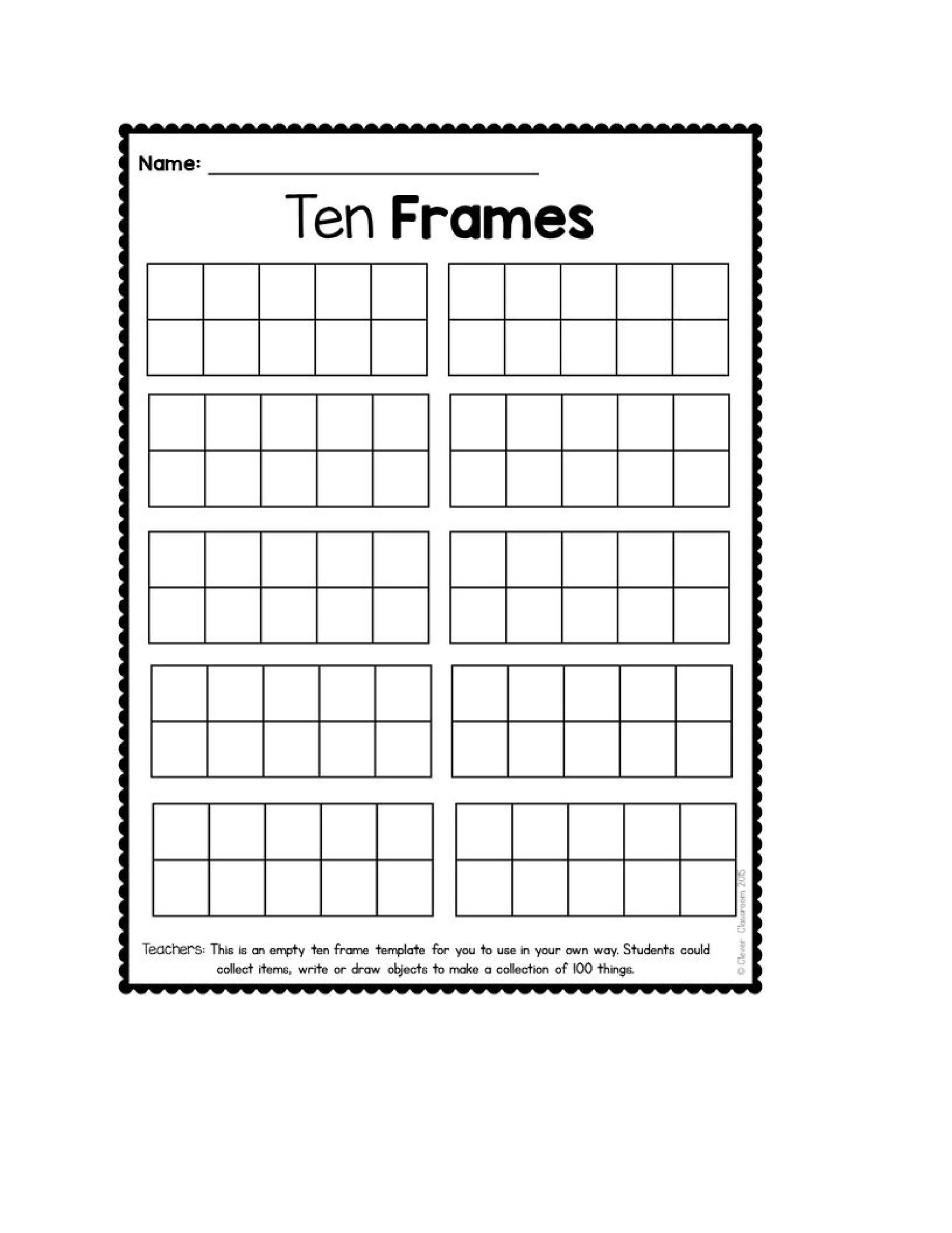 Free Printable Ten Frame Template