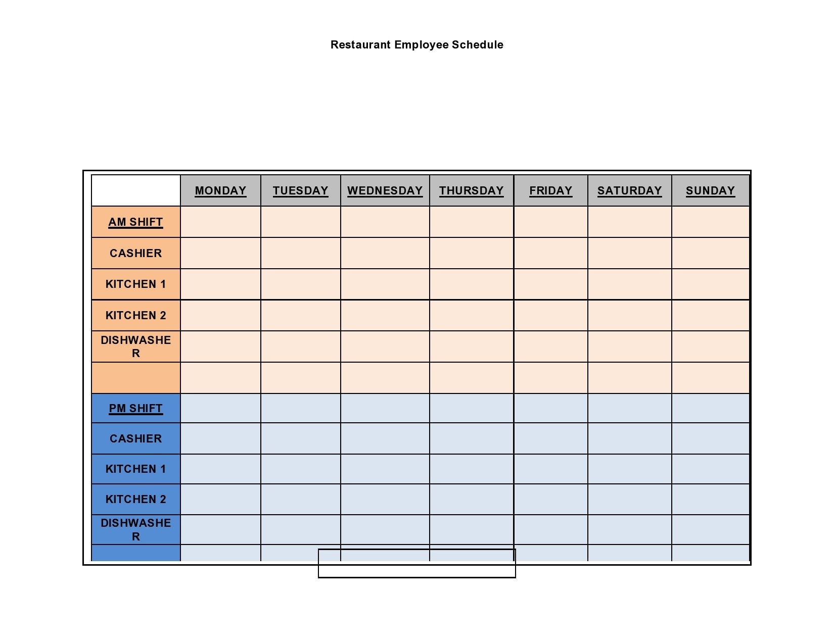 Free Printable Blank Employee Schedules
