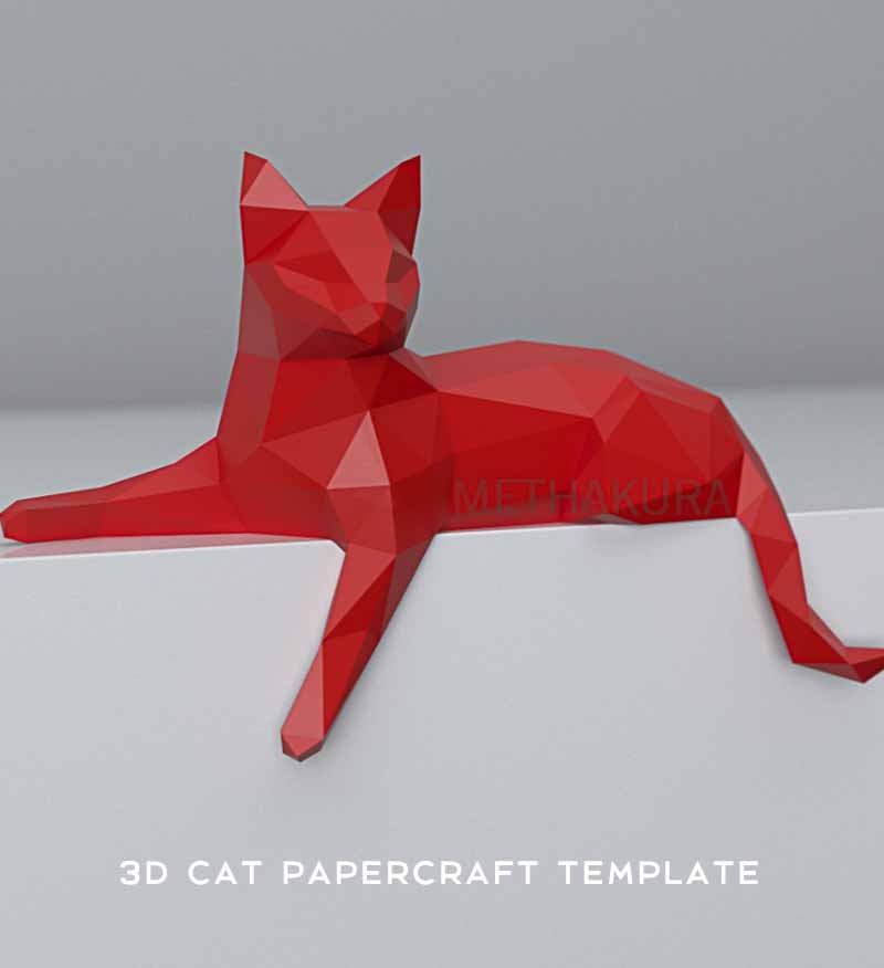 3d Cat Free Papercraft Template Free Download