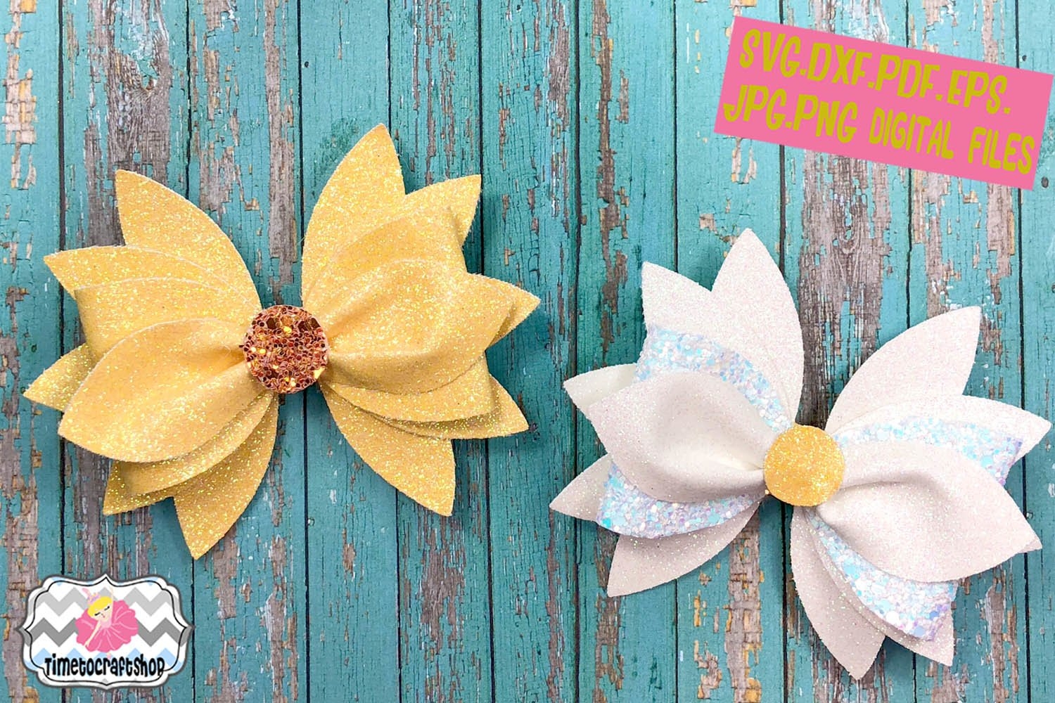 3D Daisy Hair Bow Template SVG PNG DXF PDF 253194 