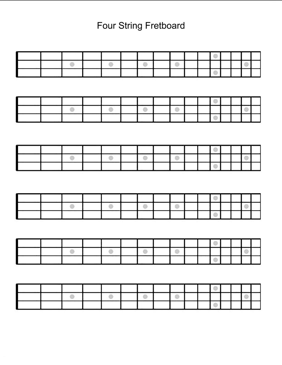 4 String Printable Guitar Blank Fretboard Chart Diagram Etsy
