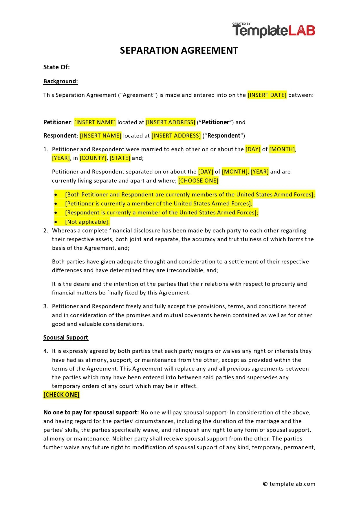 43 Best Separation Agreement Templates u0026 Separation Papers 43 Best Separation Agreement Templates u0026 Separation Papers
