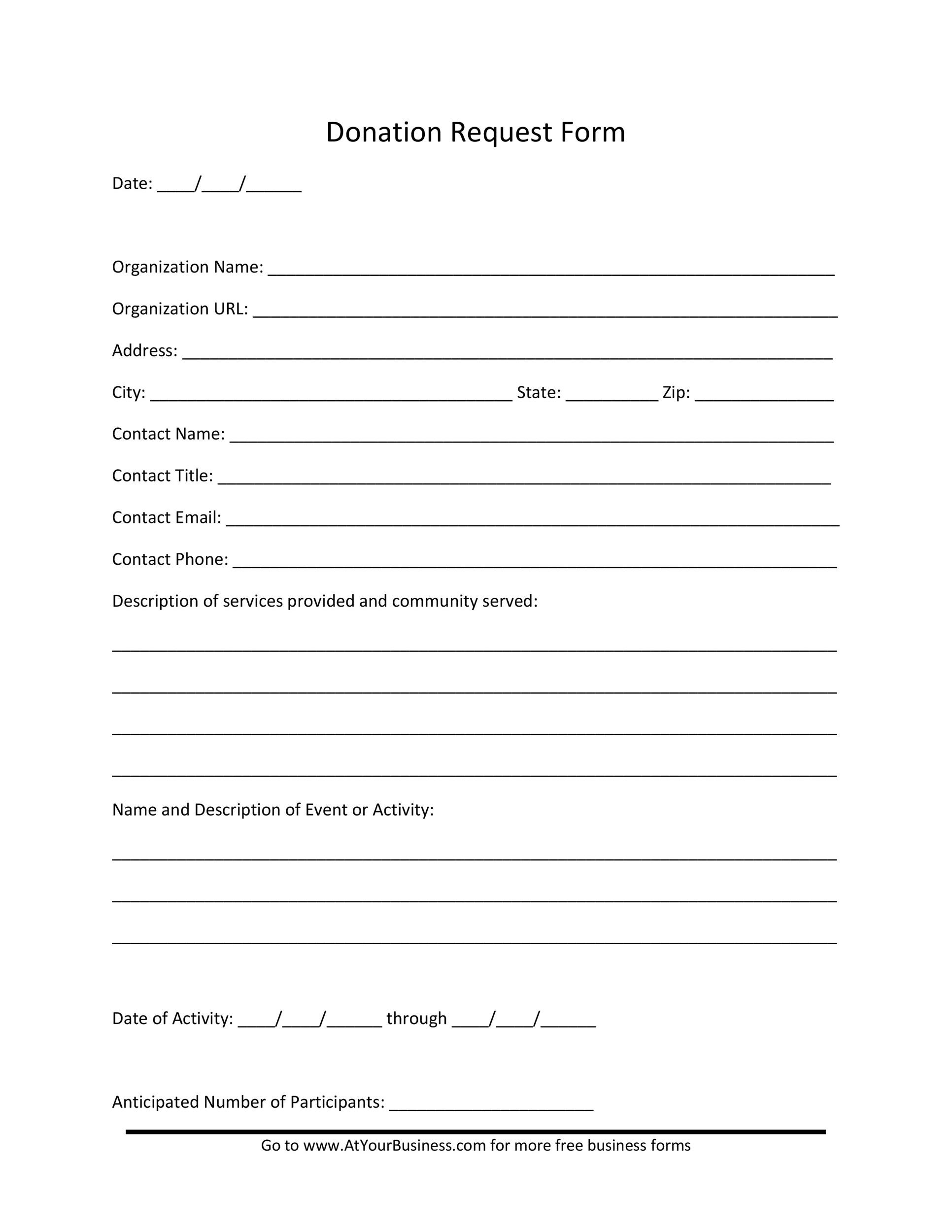Free Printable Donation Request Form Template