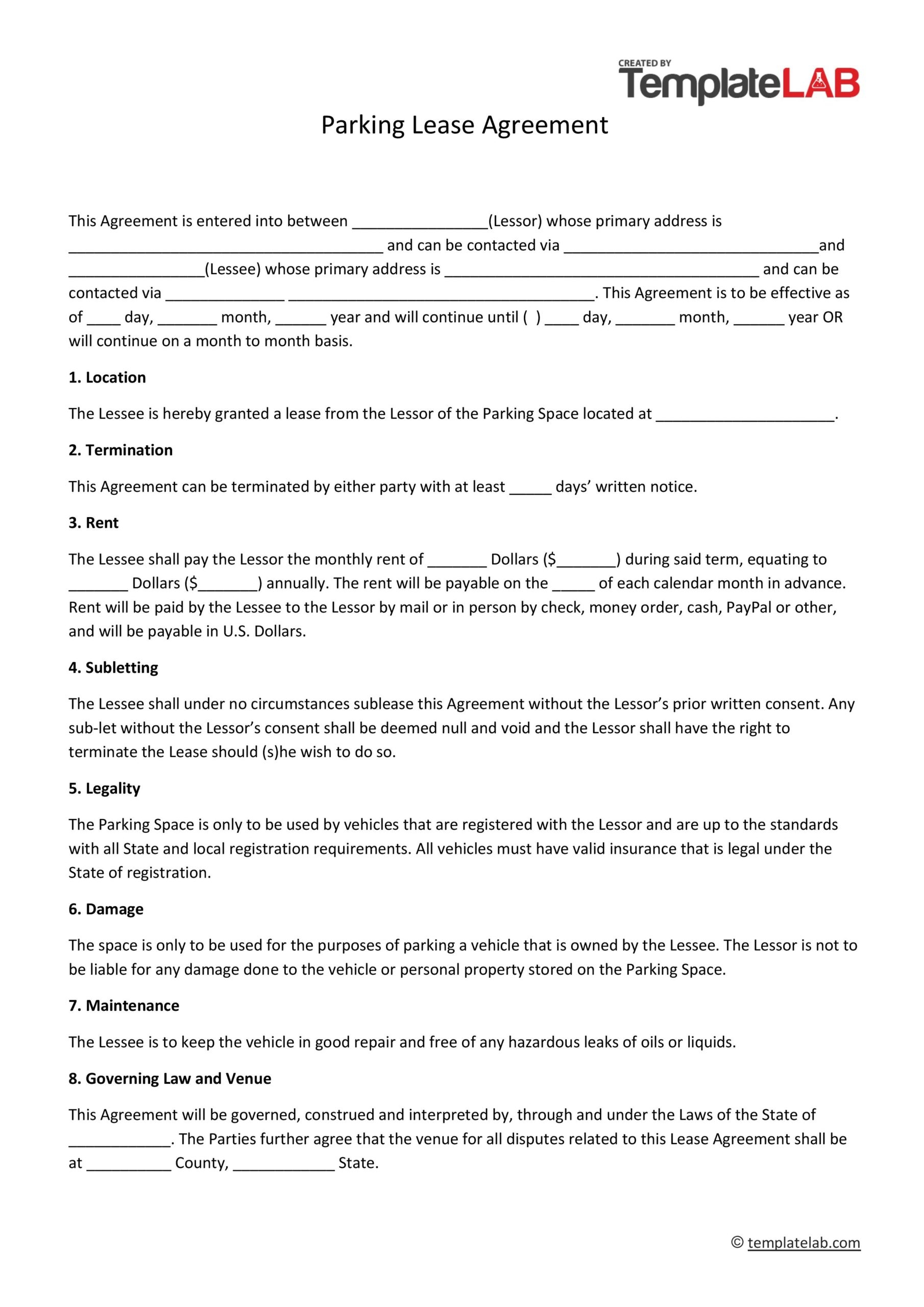 Free Printable Lease Agreement Template Word Free Printable Lease Agreement Template Word