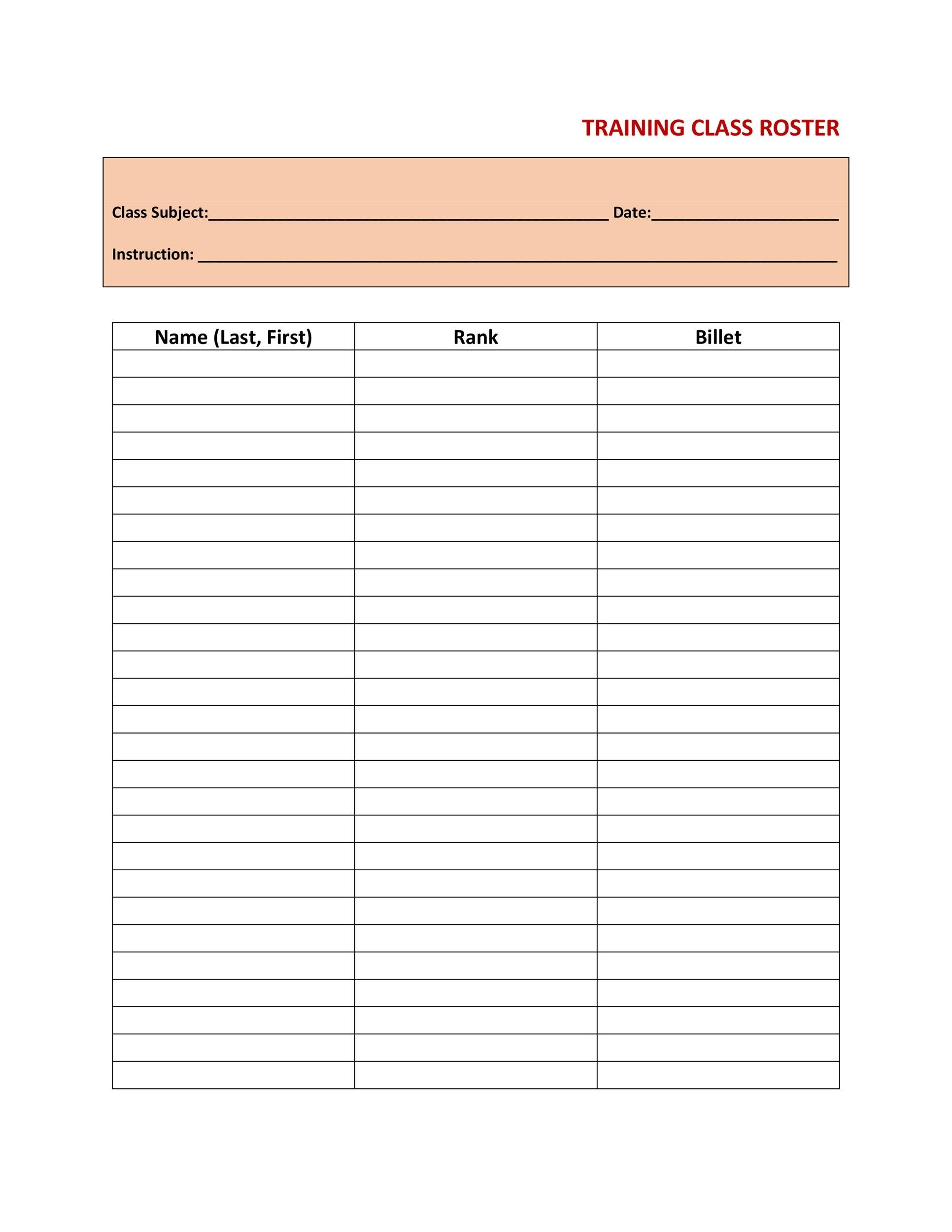 46 Class Roster Templates u0026 Class List Examples
