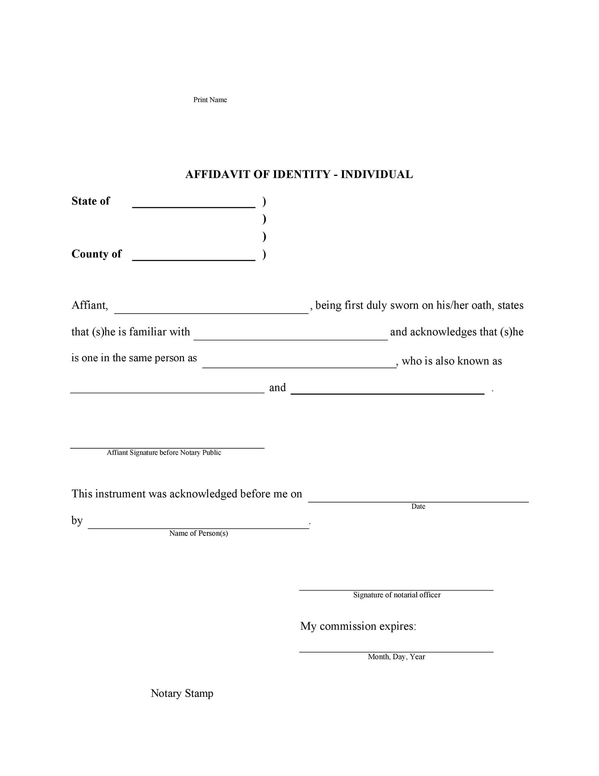 48 Free Affidavit Of Identity Forms MS Word TemplateLab