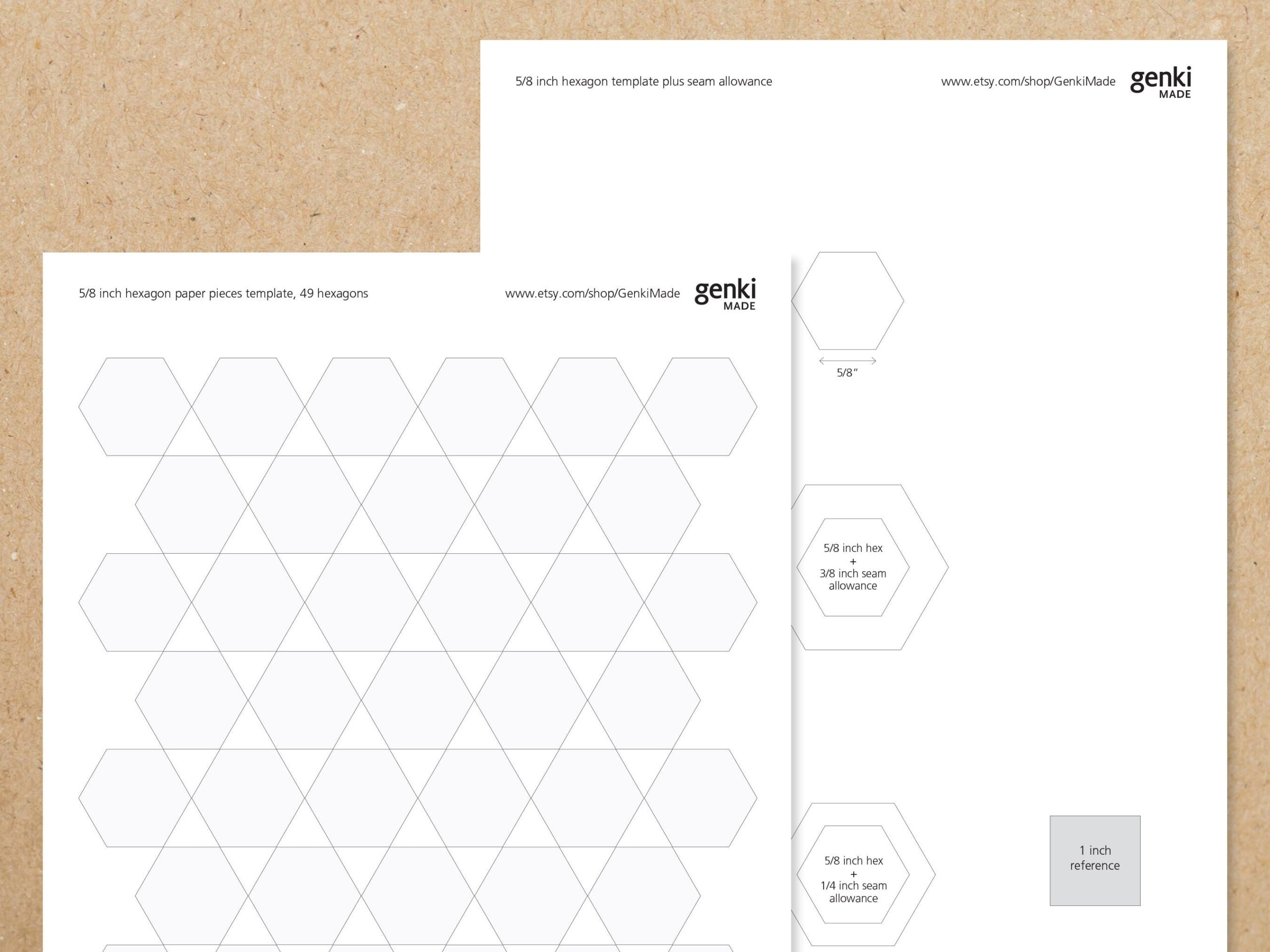 5 8 Inch Hexagon English Paper Piecing EPP Instant Download 
