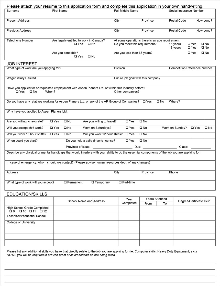 50 Free Employment Job Application Form Templates Printable TemplateLab 50 Free Employment Job Application Form Templates Printable TemplateLab