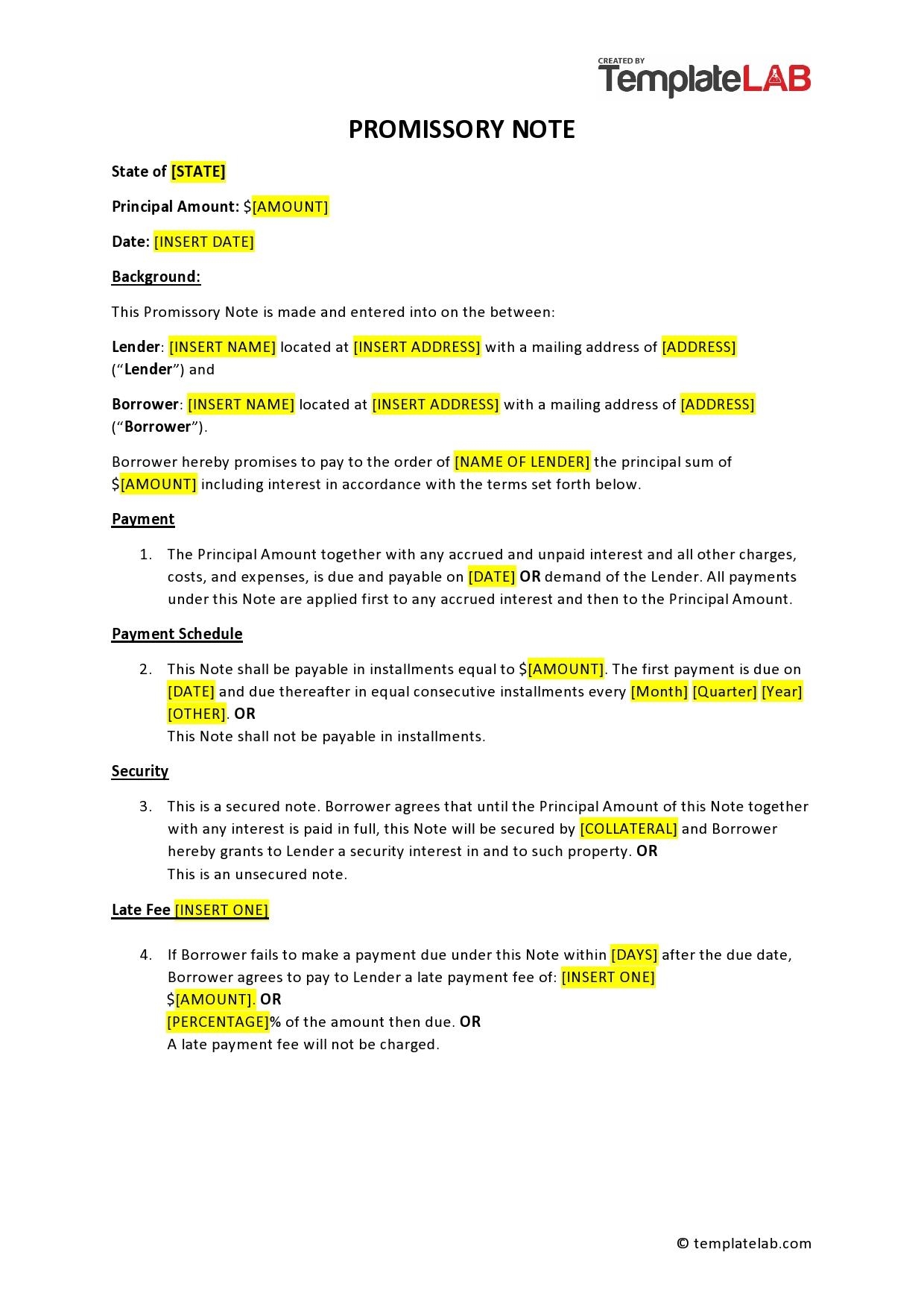 Free Printable Promissory Note