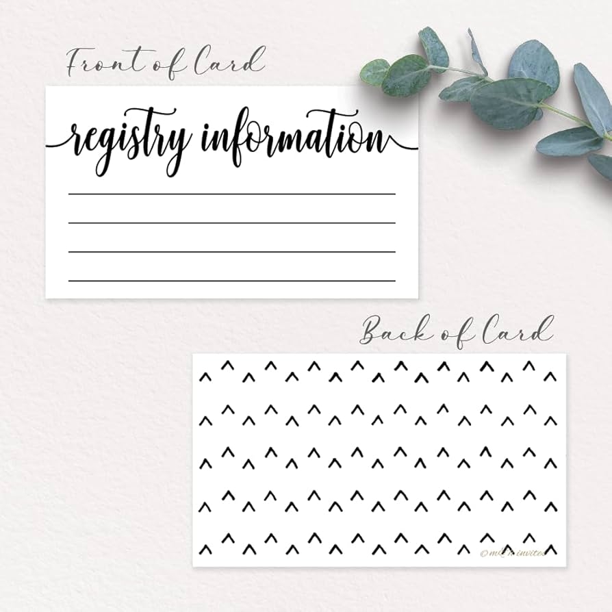 50 Registry Cards Baby Shower Or Bridal Shower Invitation Inserts