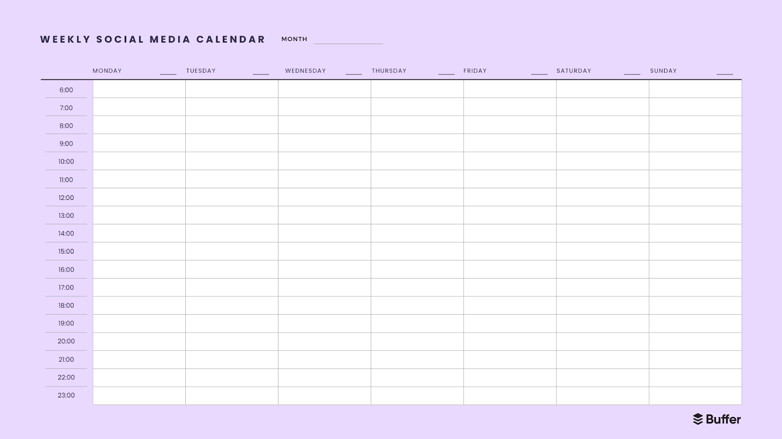 Printable Social Media Blank Calendar