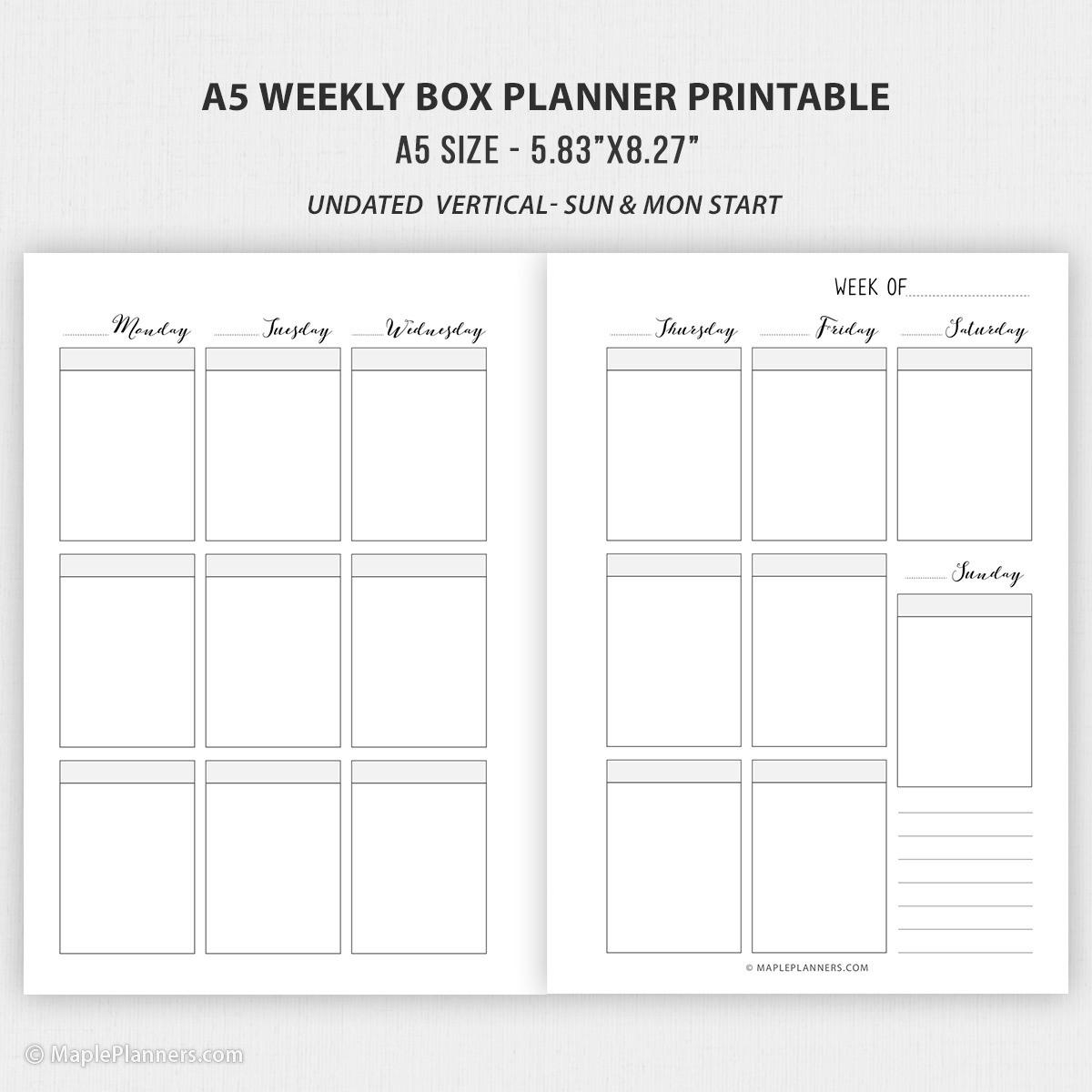 A5 Planner Printable Inserts A5 Weekly And Monthly Planner  A5 Planner Printable Inserts A5 Weekly And Monthly Planner