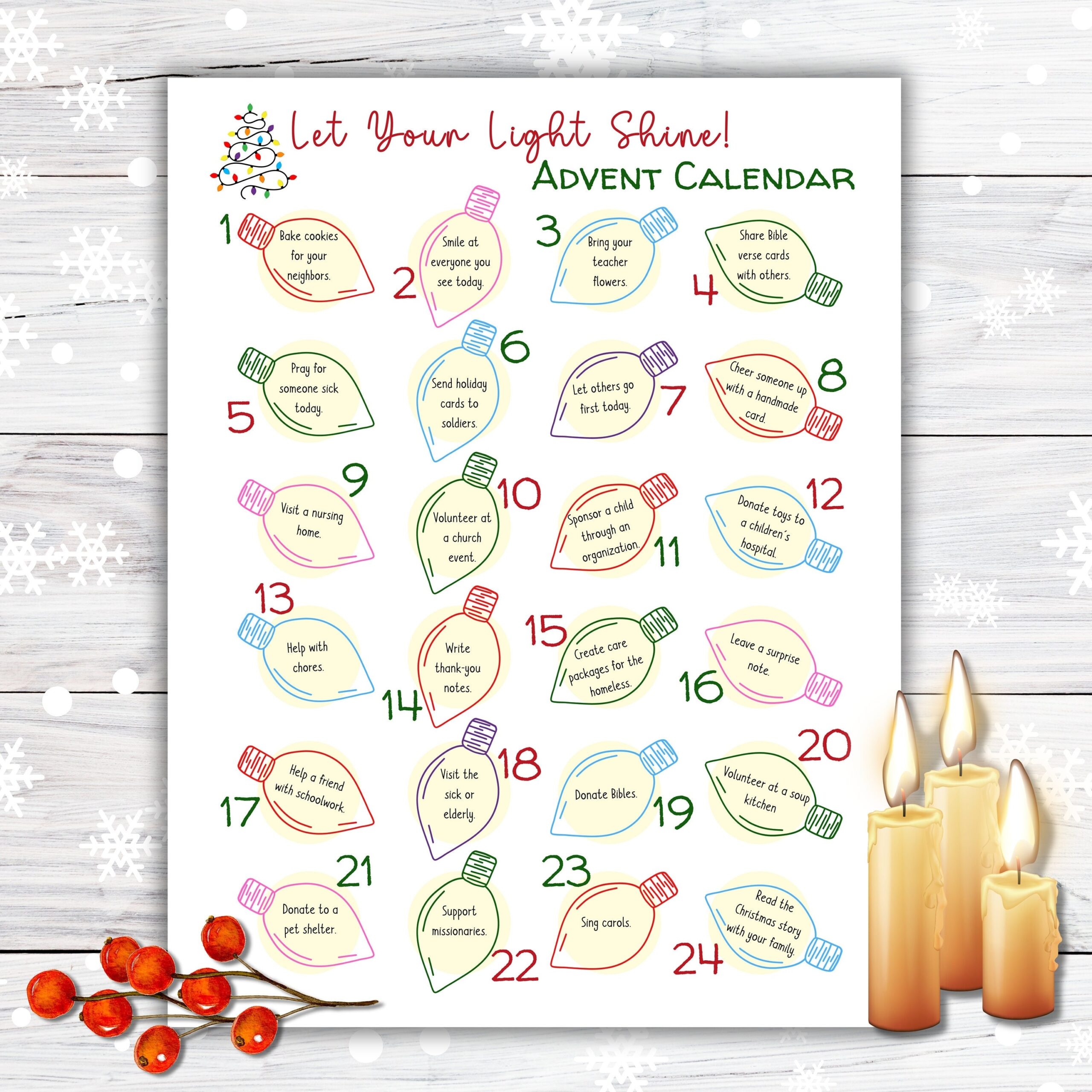 Advent Calendar Printable Christian Advent Calendar Christmas 