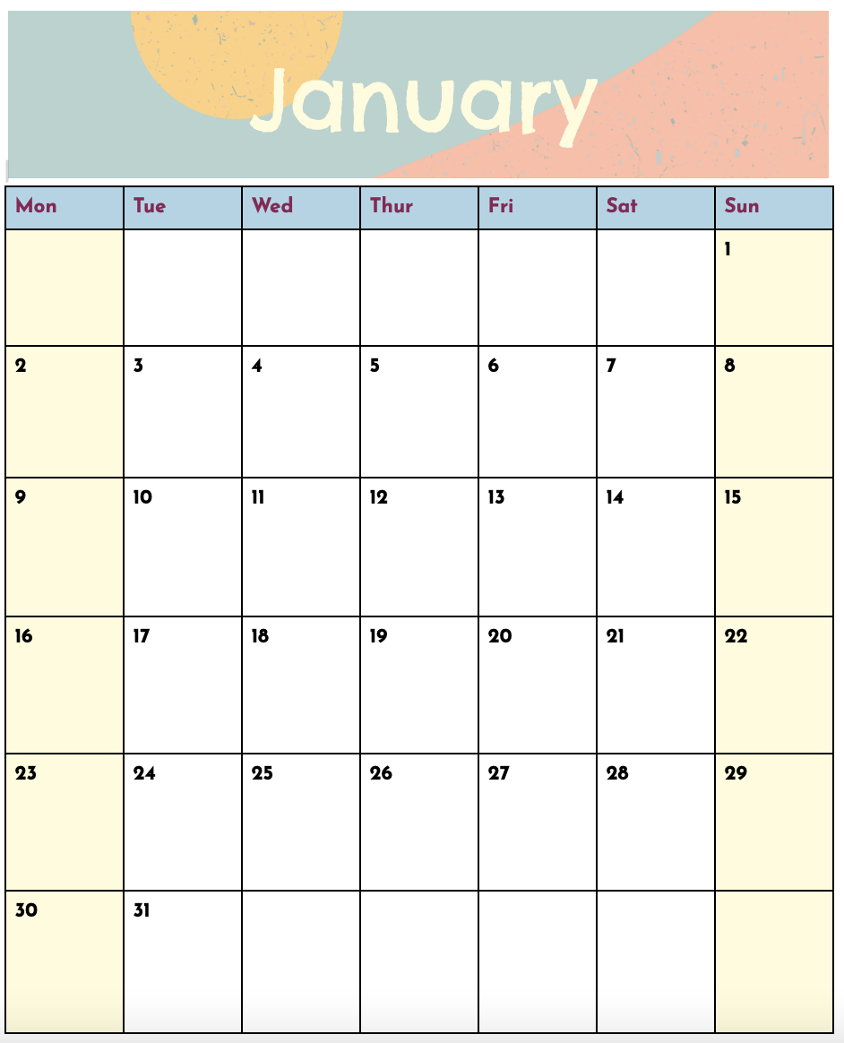 Aesthetic Google Doc Calendar Templates 2024 Templates And Tutorials