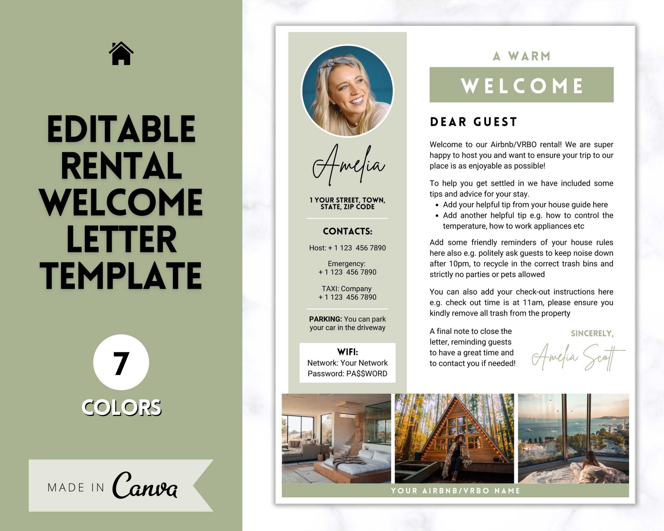 Airbnb U0026 VRBO Welcome LETTER Template Editable Canva Air Bnb House Manual Superhost Ebook Host Signs Signage Vacation Rental Guide Etsy