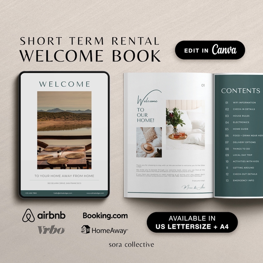 Airbnb Welcome Book Template Airbnb Guest Book Vacation Rental Welcome Book VRBO Welcome Sign Editable House Manual Rental Guidebook Etsy