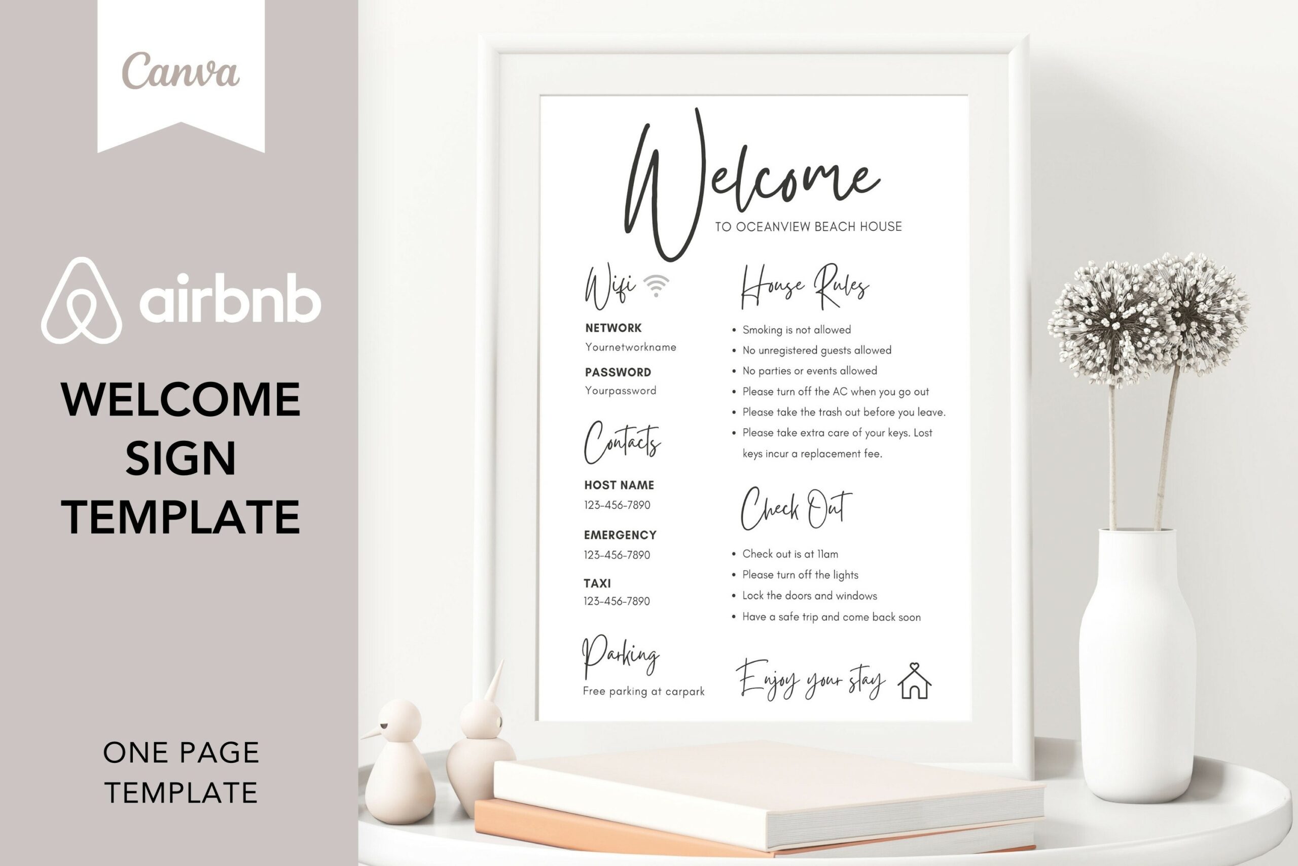 Airbnb Welcome Sign Template For Canva 1931199 