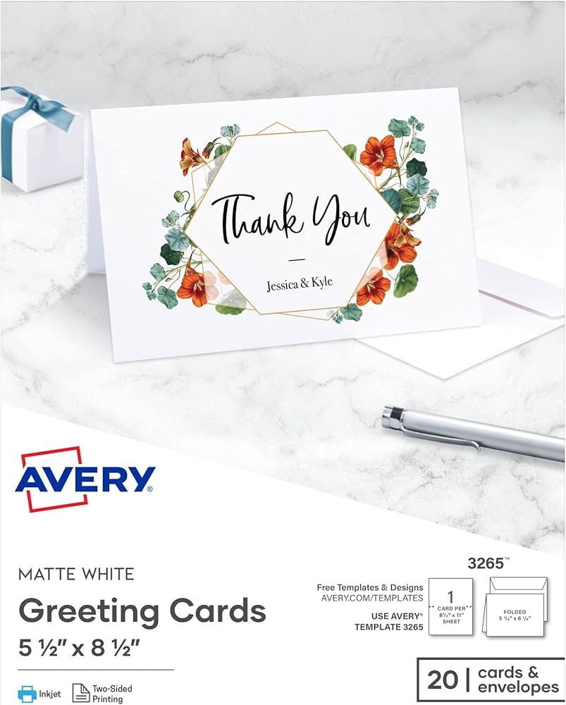 Amazon Avery Printable Greeting Cards Half Fold 5 5