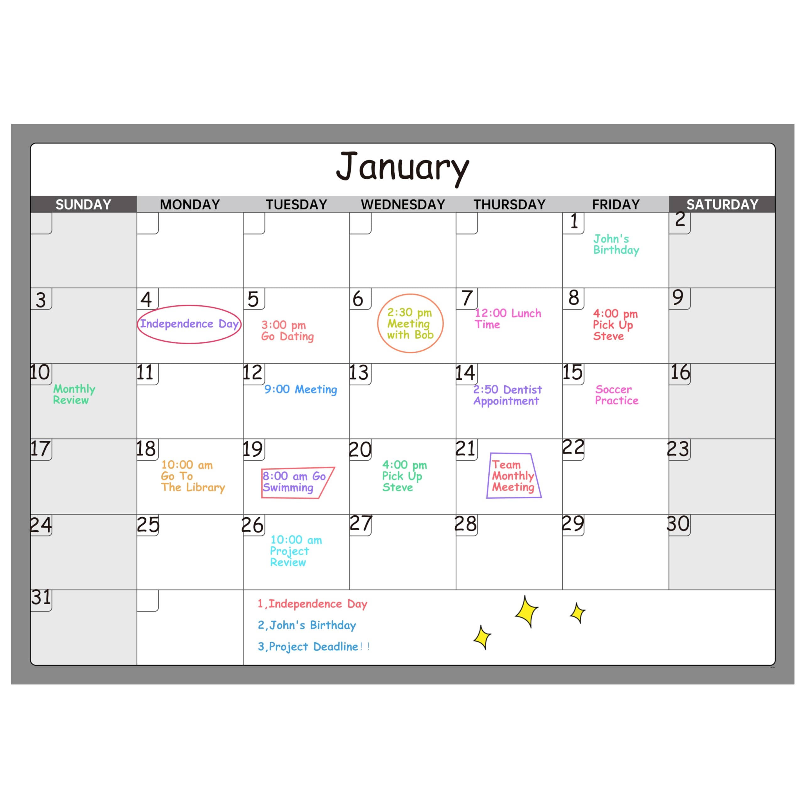 Amazon Large Dry Erase Calendar Undated 1 Monthly Wall 