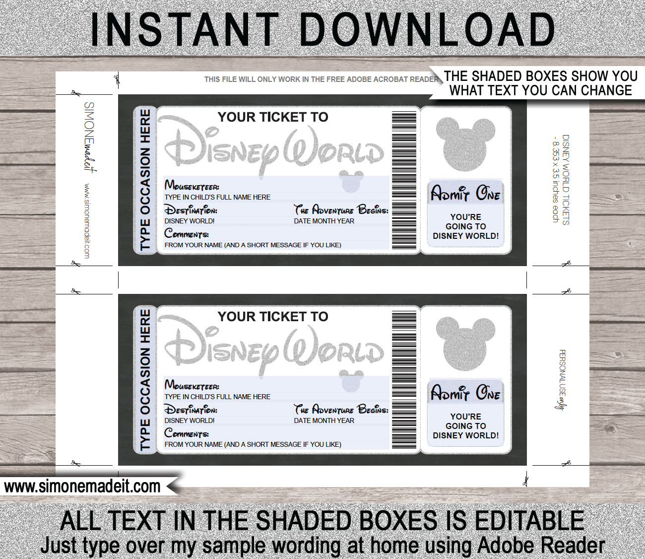 Any Occasion Surprise Trip To Disney World Glitter