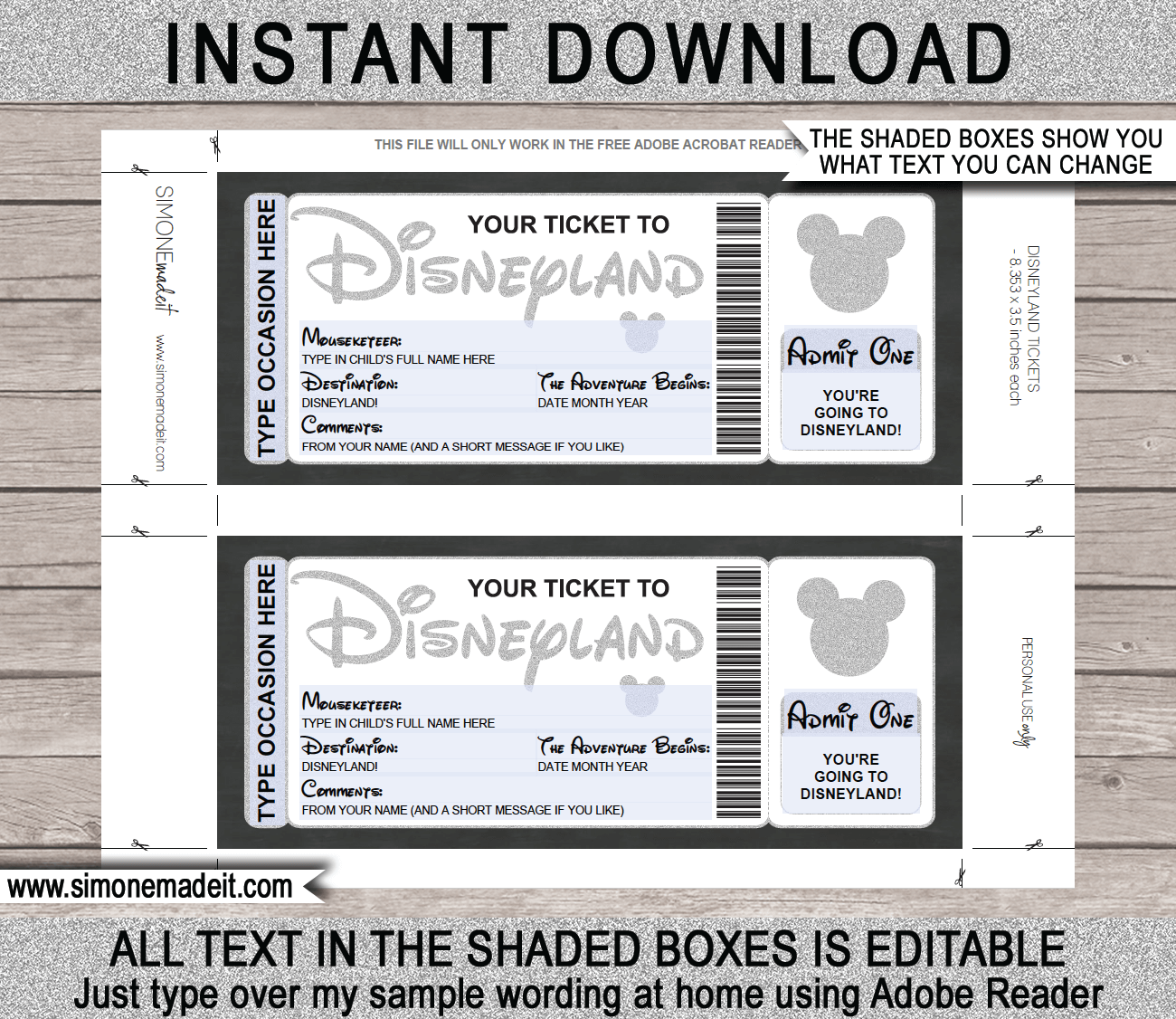 Any Occasion Surprise Trip To Disneyland Glitter