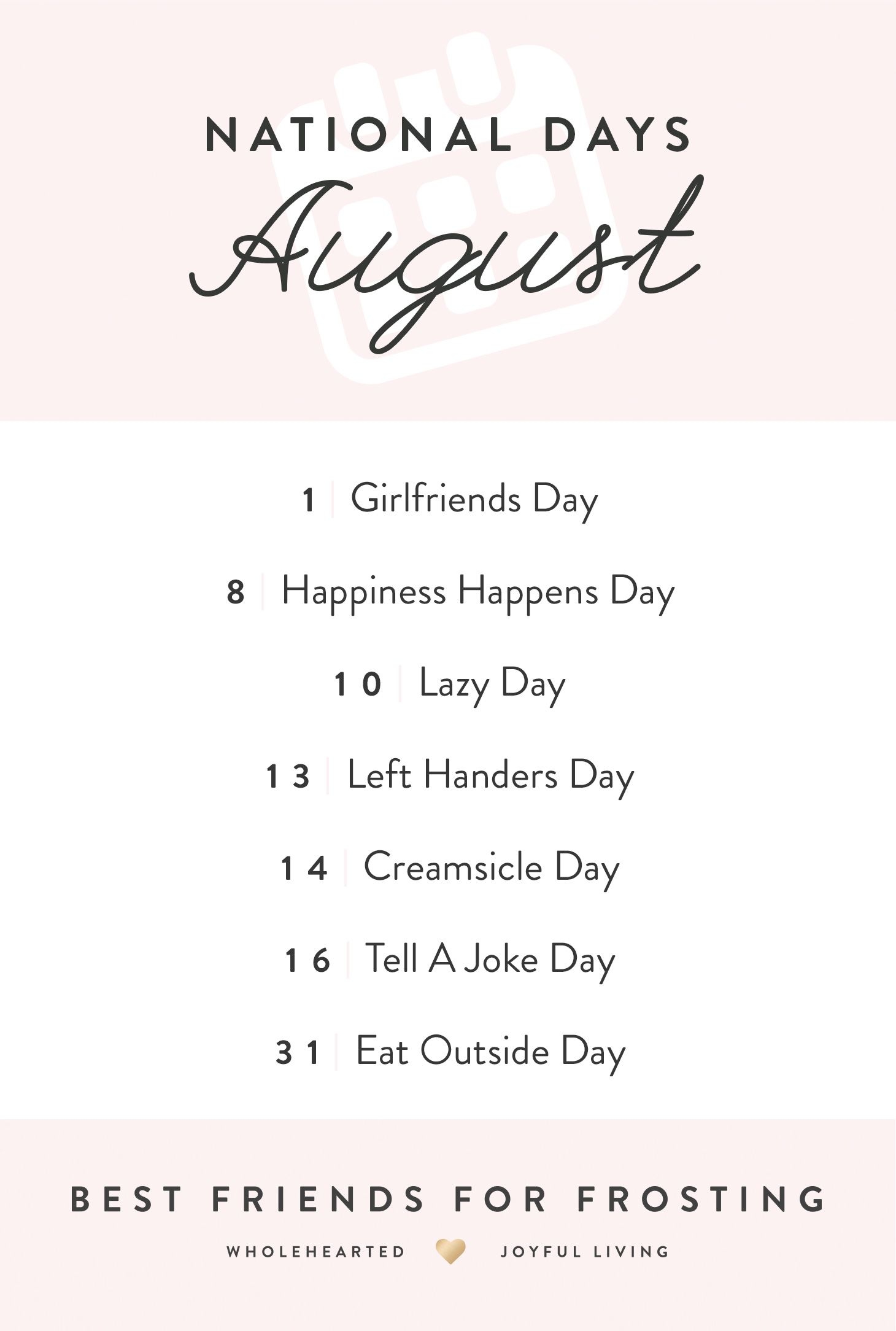 National Calendar Days August 2025