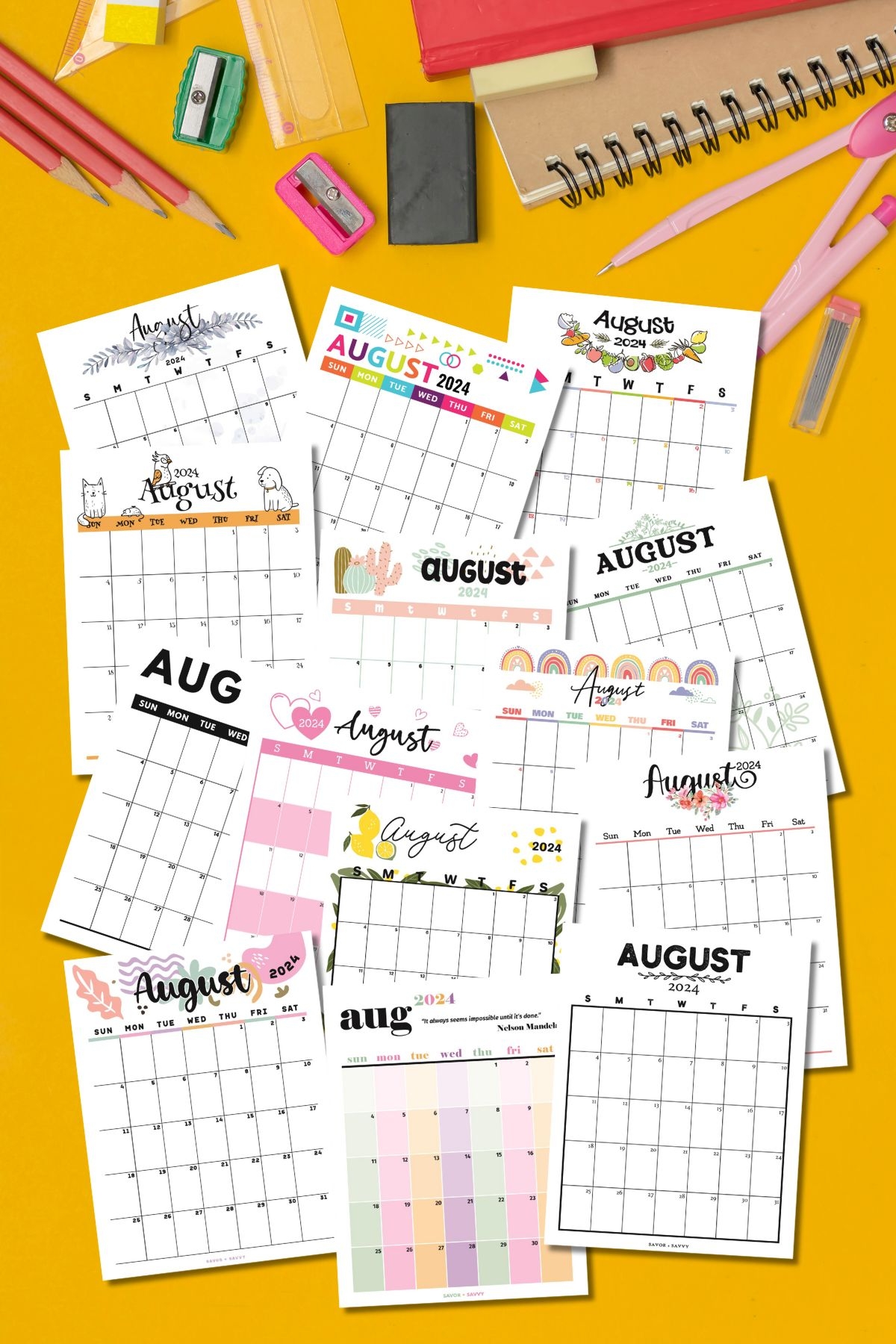 August 2024 Calendar Templates 14 Free Printables Savor Savvy