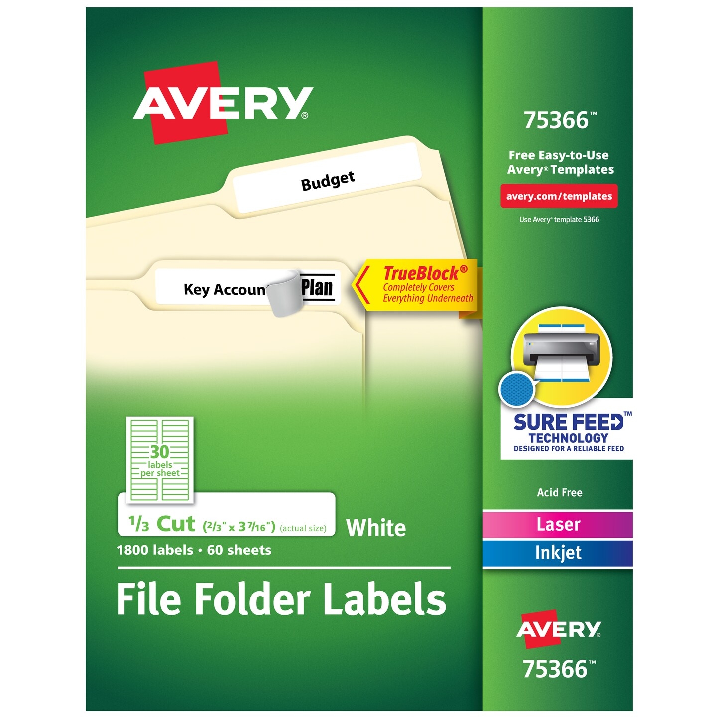 Avery TrueBlock File Folder Labels 2 3