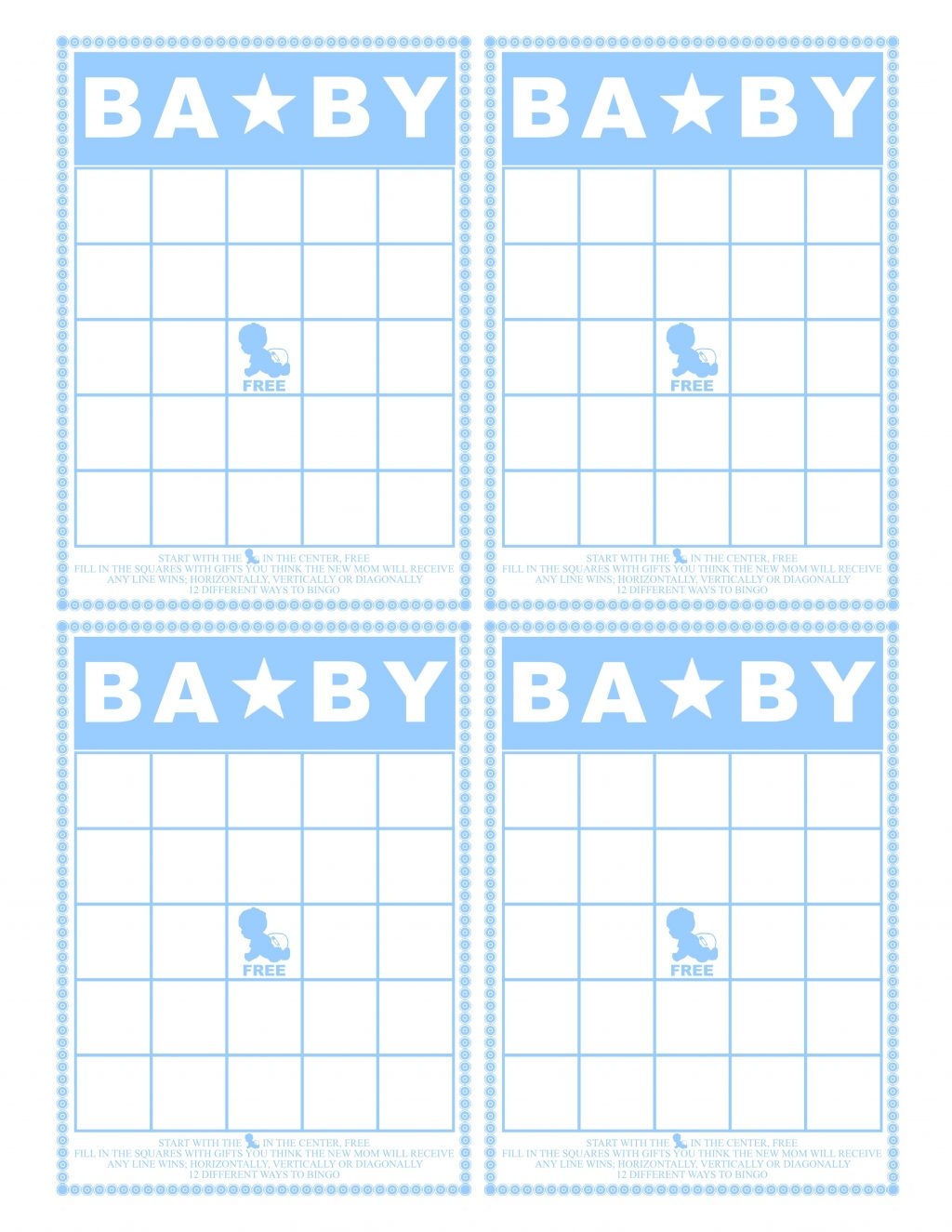 Free Printable Baby Bingo Template Blank
