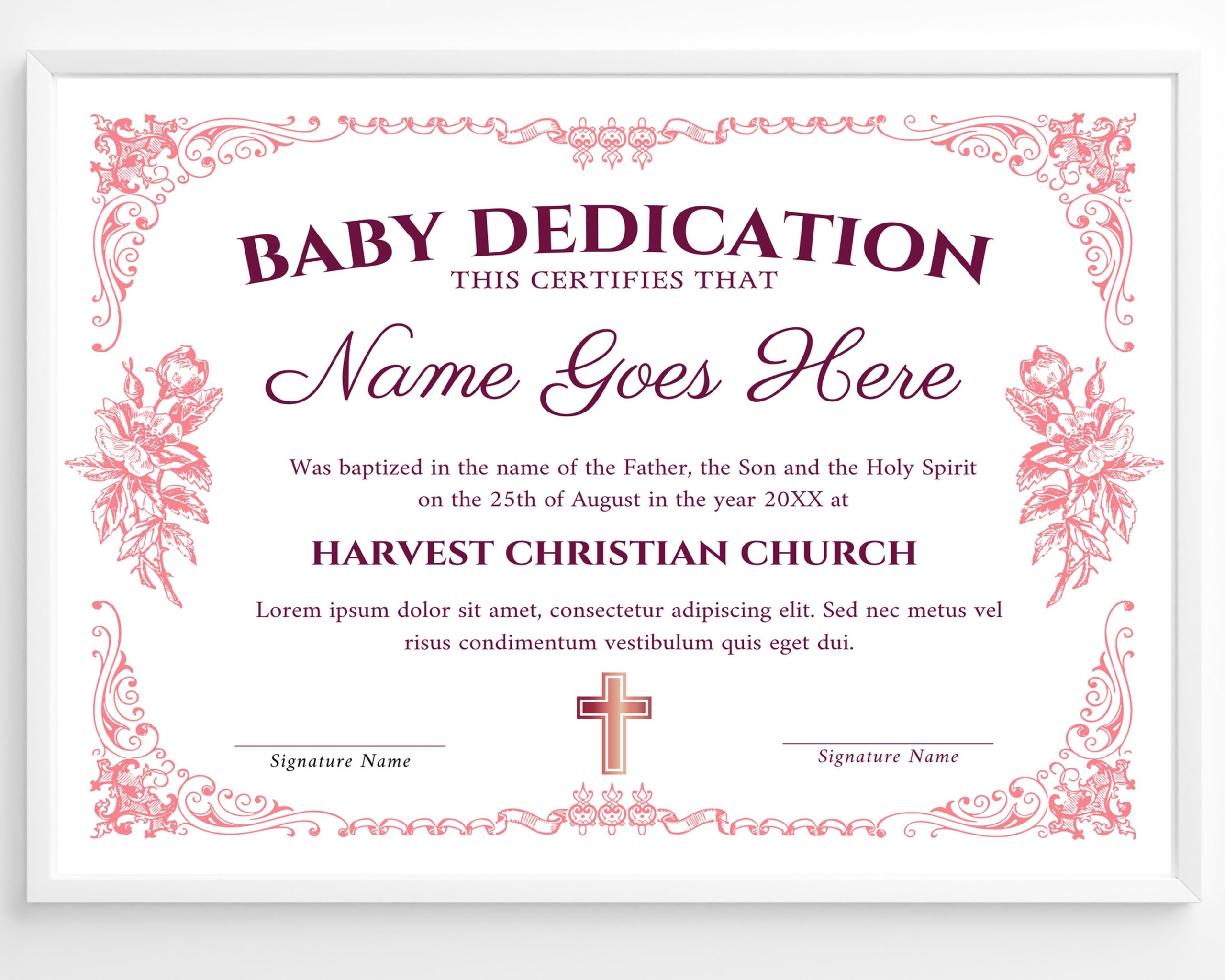 Free Printable Baby Dedication Certificate Templates