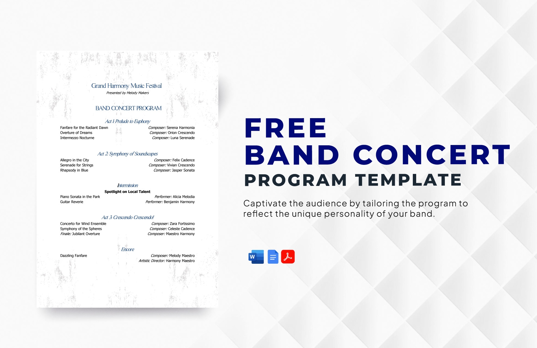 Band Concert Program Template In Word PDF Google Docs Download Template
