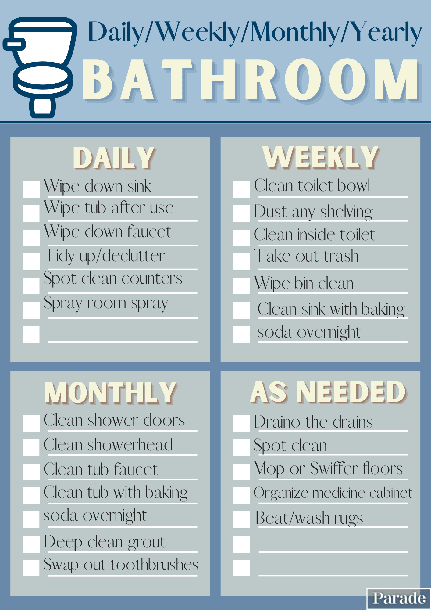 Bathroom Cleaning Checklist 10 Free Printable Options