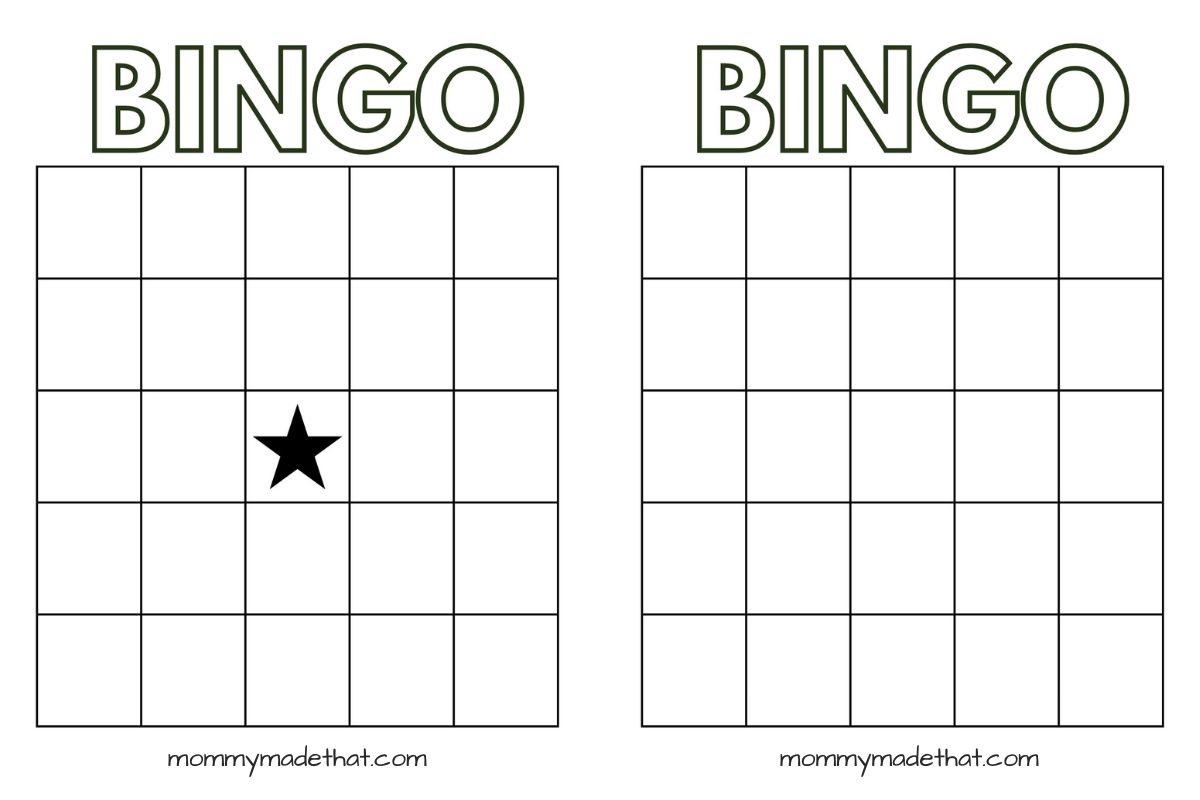 Free Bingo Card Templates Printable
